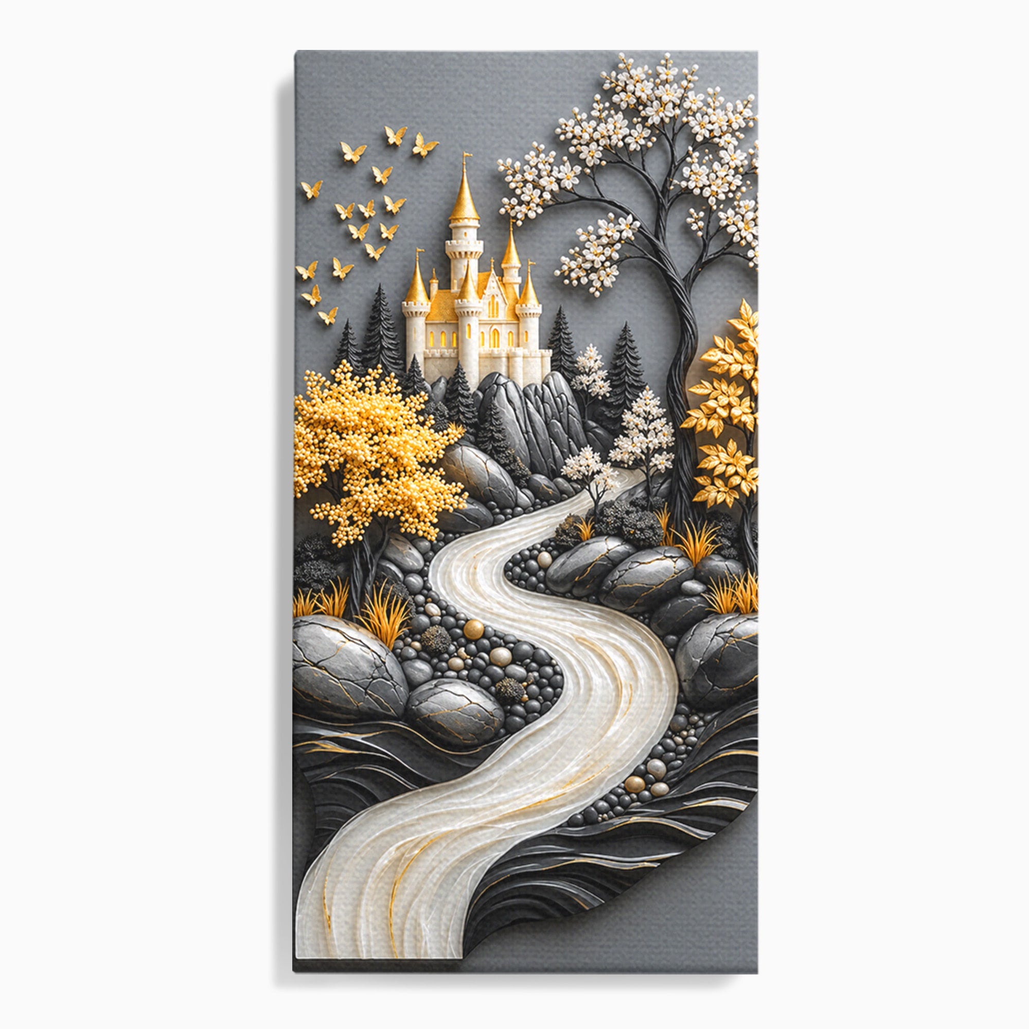 Tablou Canvas Premium LuxCanva® U1178, Castelul Fermecat, Peisaj, Rau, Natura, Castel, Living, Culori Vibrante