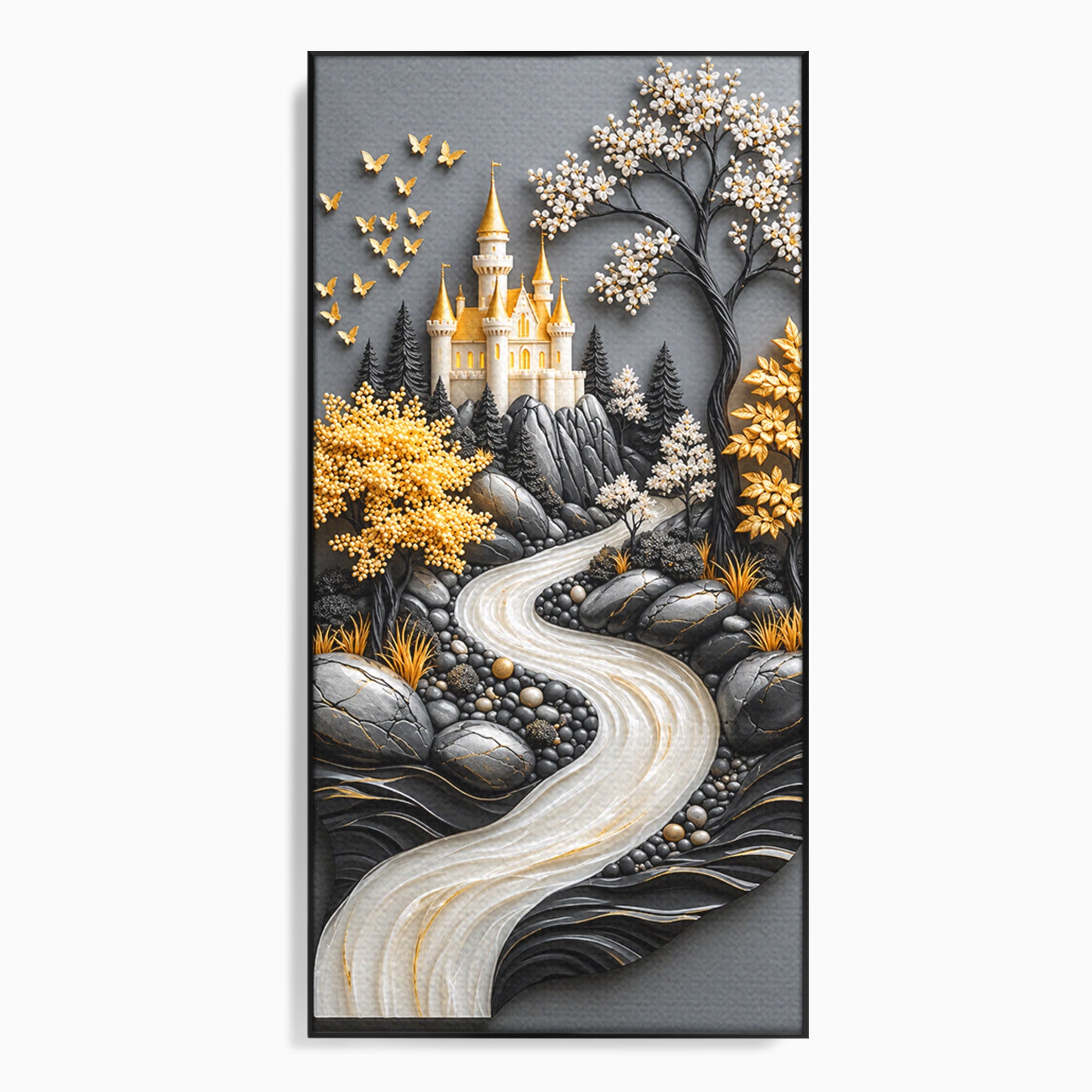 Tablou Canvas Premium LuxCanva® U1178, Castelul Fermecat, Peisaj, Rau, Natura, Castel, Living, Culori Vibrante