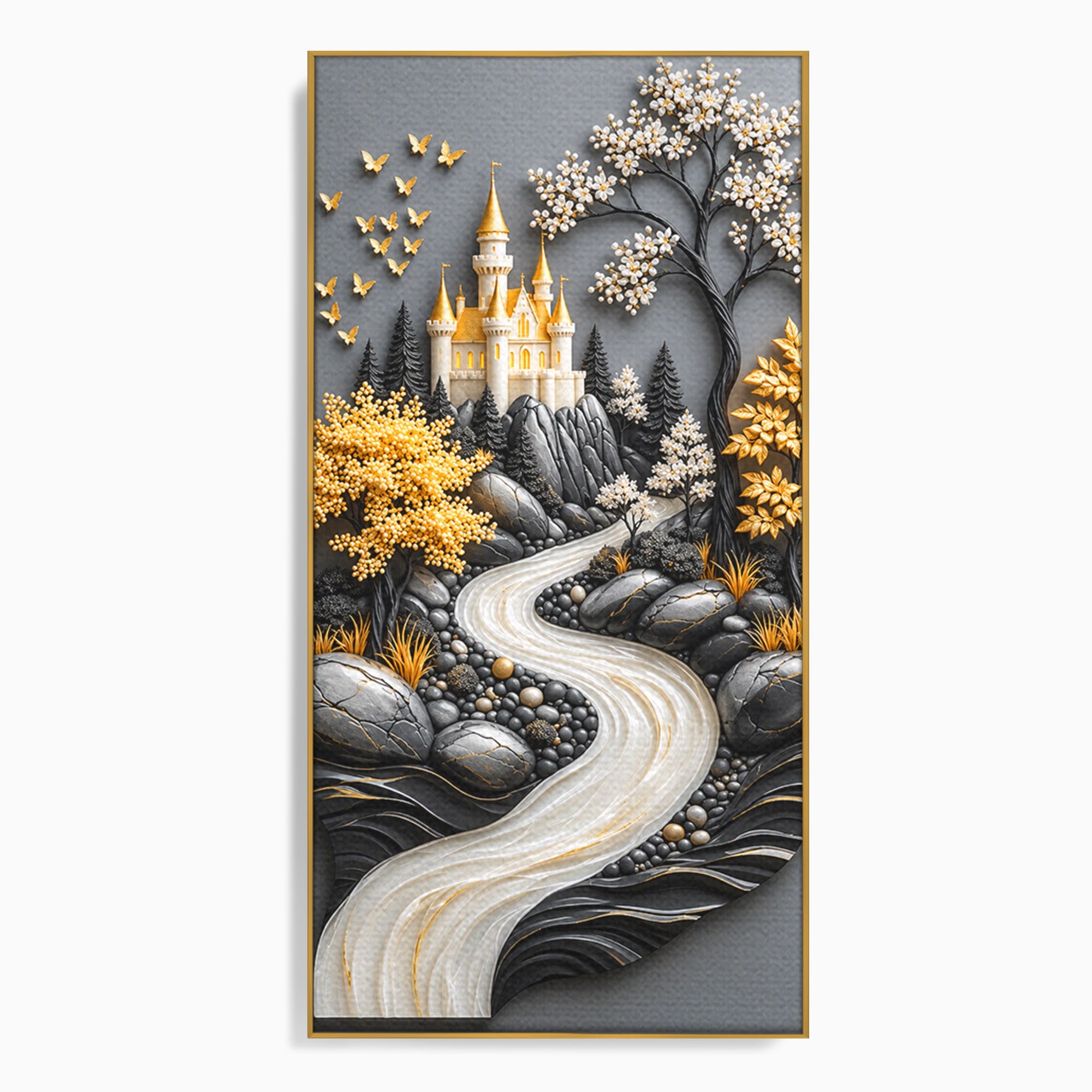 Tablou Canvas Premium LuxCanva® U1178, Castelul Fermecat, Peisaj, Rau, Natura, Castel, Living, Culori Vibrante
