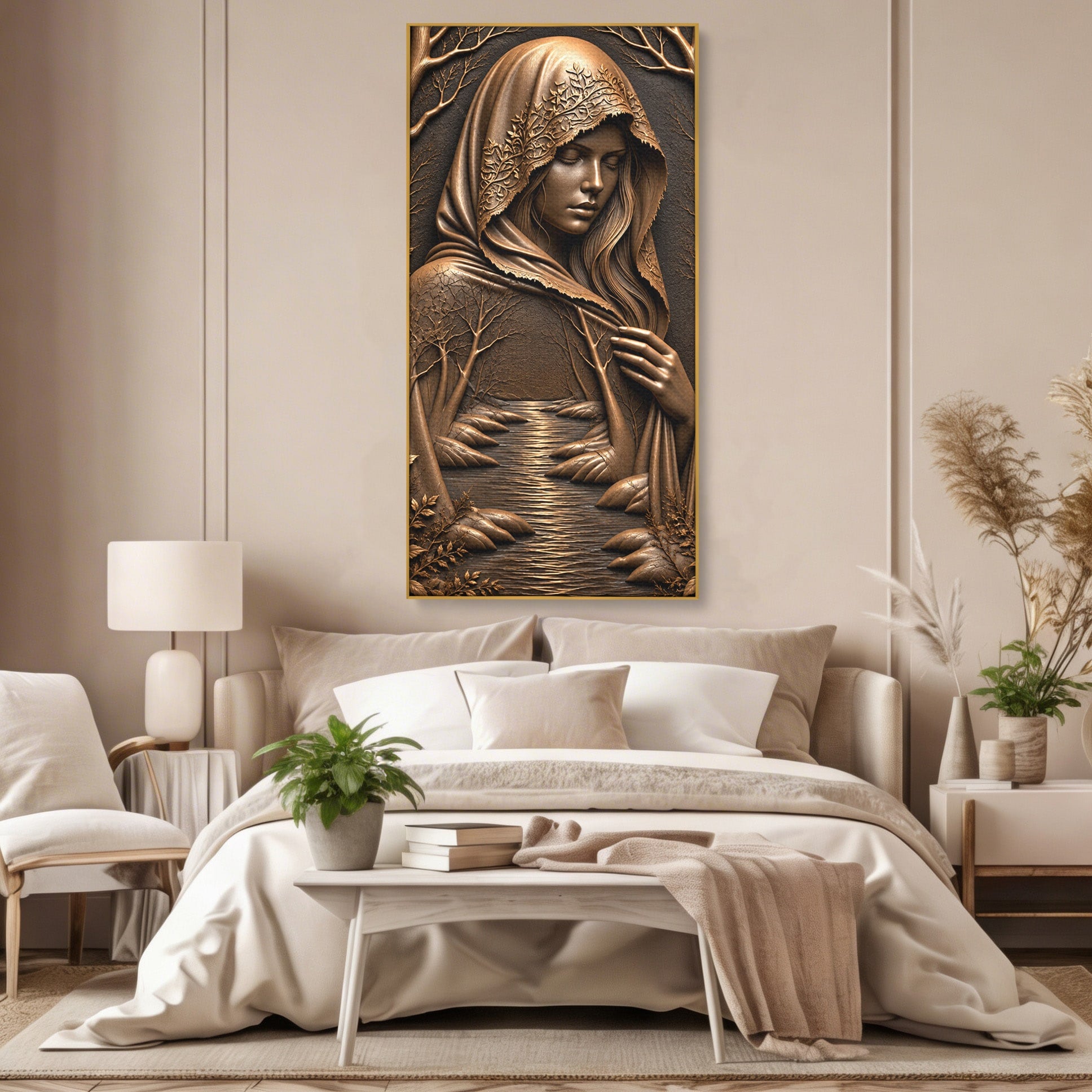 Tablou Canvas Premium LuxCanva® U1179, Femeie Mistica In Natura, Padure, Rau, Femeie, Mistic, Natura, Living, Dormitor, Culori Vibrante