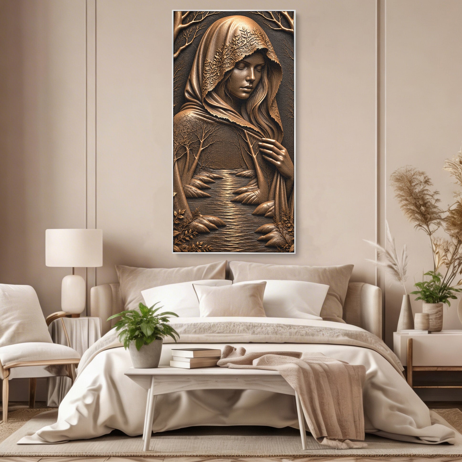 Tablou Canvas Premium LuxCanva® U1179, Femeie Mistica In Natura, Padure, Rau, Femeie, Mistic, Natura, Living, Dormitor, Culori Vibrante