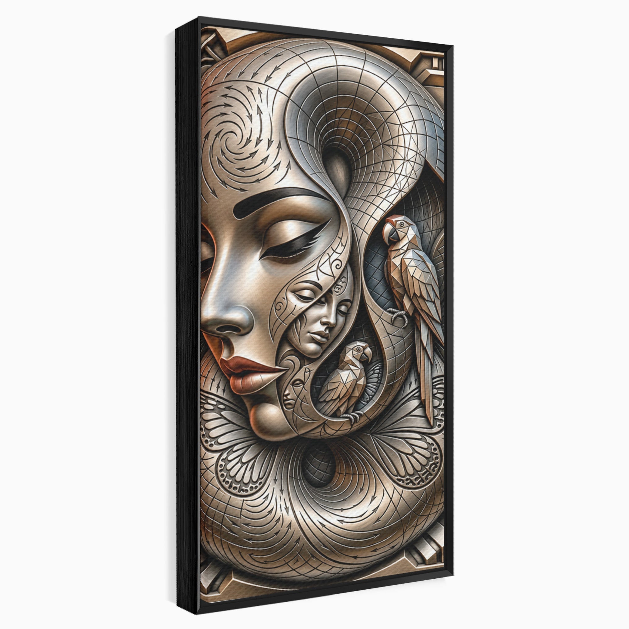 Tablou Canvas Premium LuxCanva® U1180, Chipuri Si Papagali, Abstract, Arta, Chipuri, Papagali, Living, Culori Vibrante