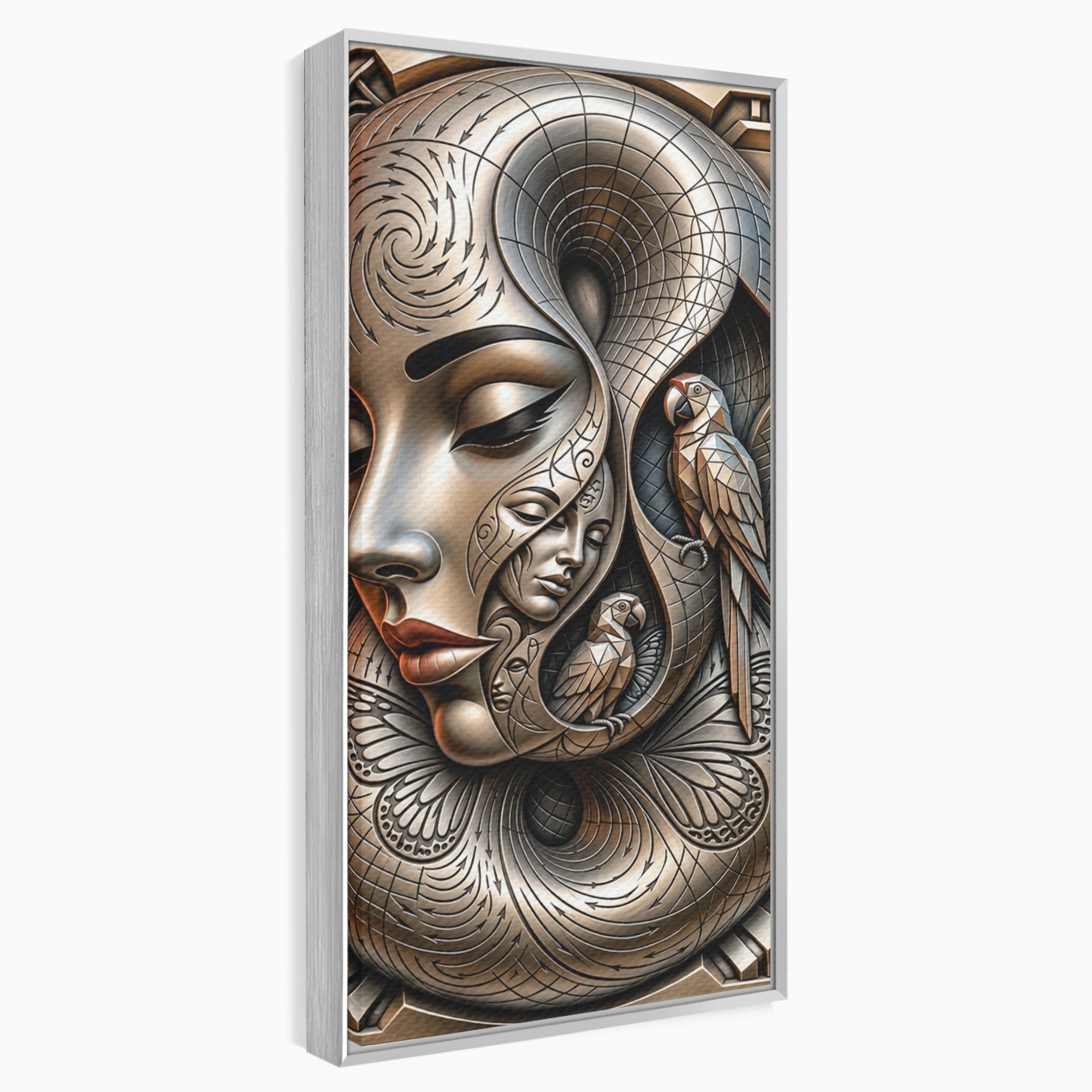 Tablou Canvas Premium LuxCanva® U1180, Chipuri Si Papagali, Abstract, Arta, Chipuri, Papagali, Living, Culori Vibrante