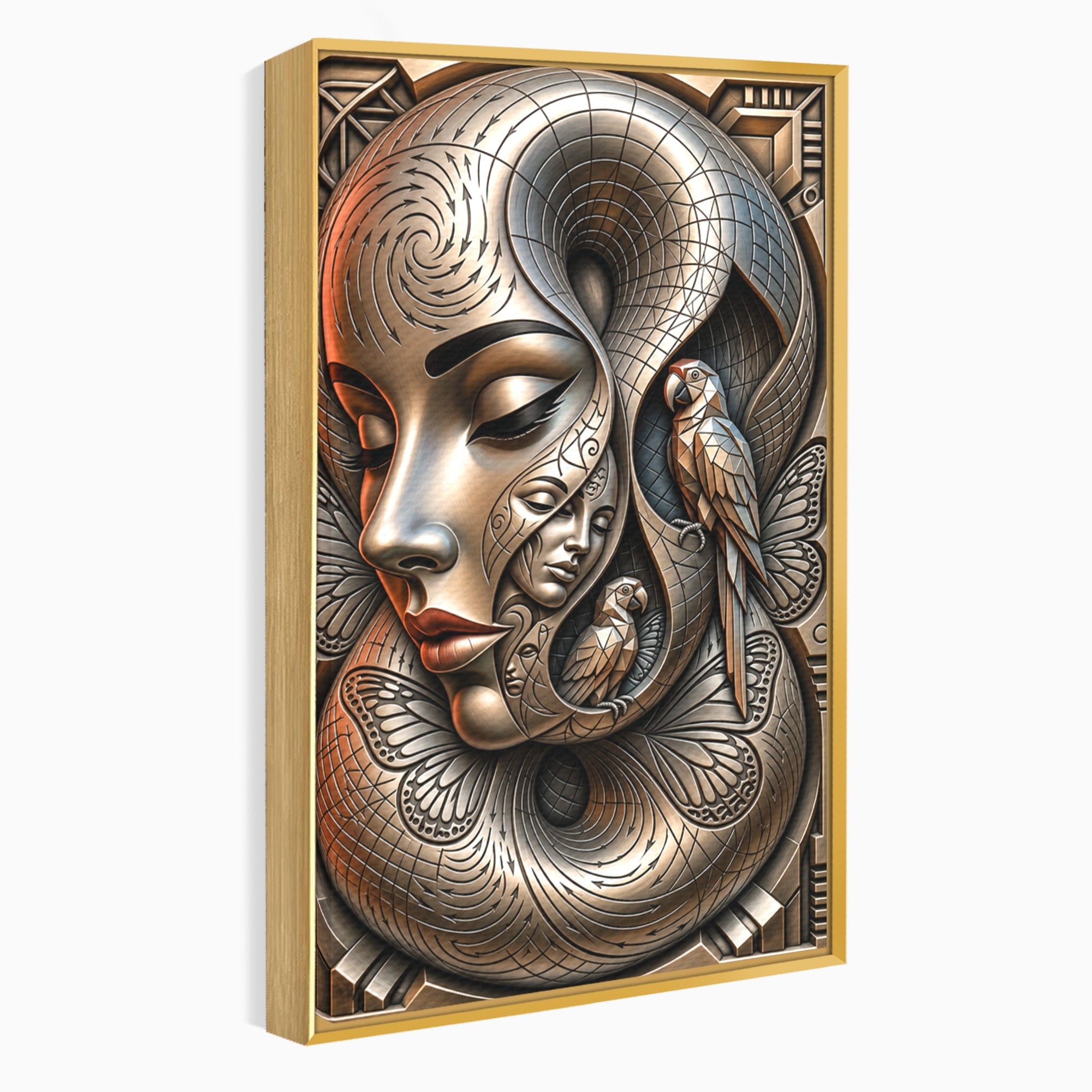 Tablou Canvas Premium LuxCanva® U1180, Chipuri Si Papagali, Abstract, Arta, Chipuri, Papagali, Living, Culori Vibrante