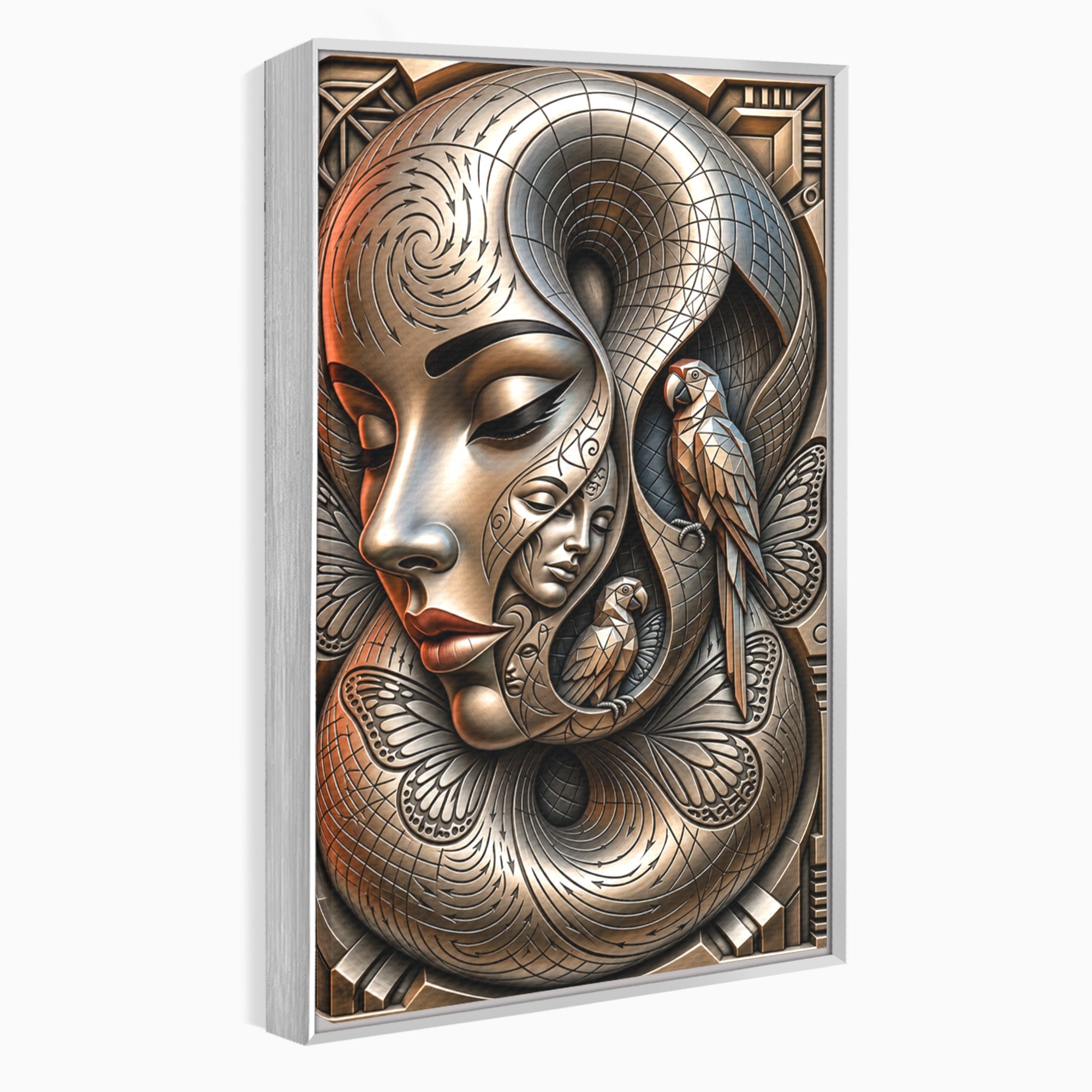 Tablou Canvas Premium LuxCanva® U1180, Chipuri Si Papagali, Abstract, Arta, Chipuri, Papagali, Living, Culori Vibrante