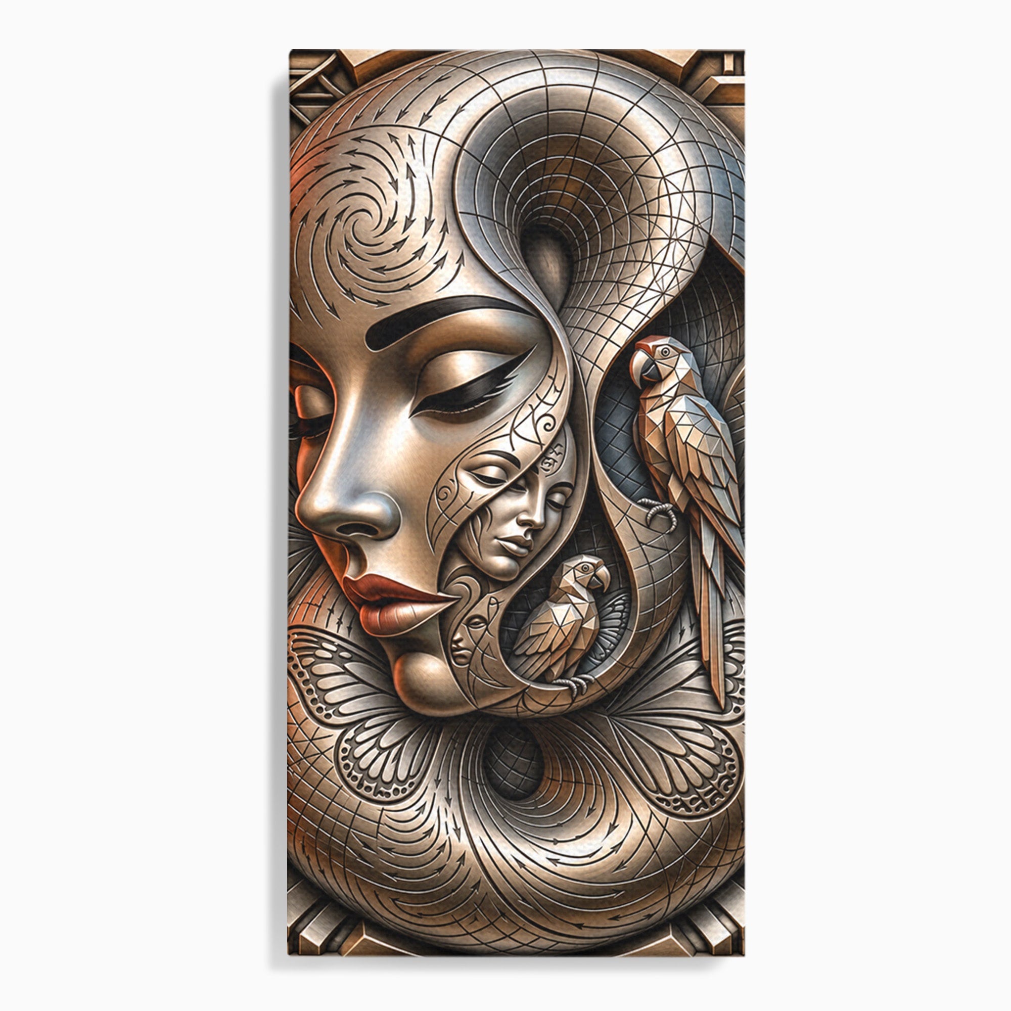 Tablou Canvas Premium LuxCanva® U1180, Chipuri Si Papagali, Abstract, Arta, Chipuri, Papagali, Living, Culori Vibrante