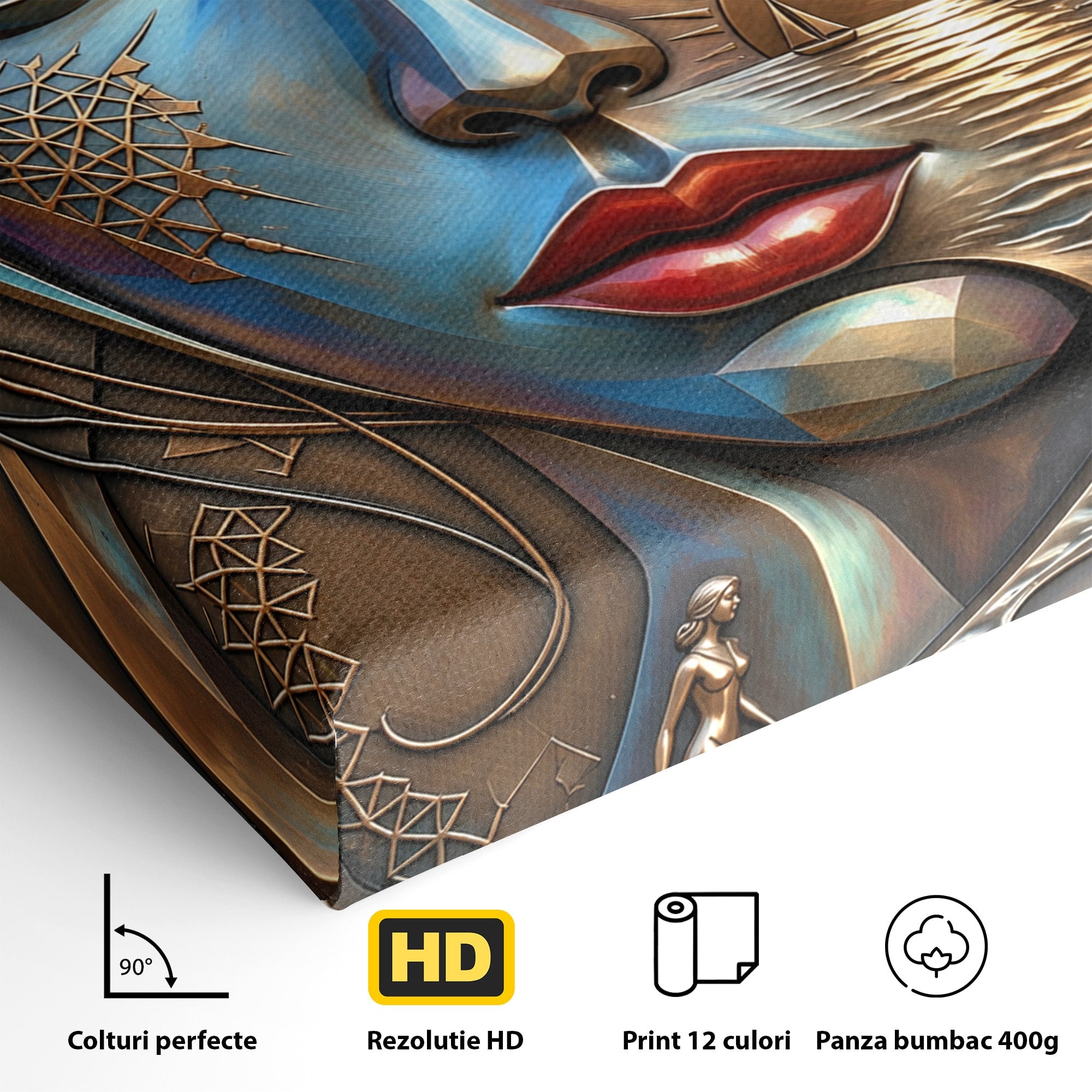Tablou Canvas Premium LuxCanva® U1181, Chip De Zeita, Portret, Mistic, Fantezie, Feminin, Living, Culori Vibrante