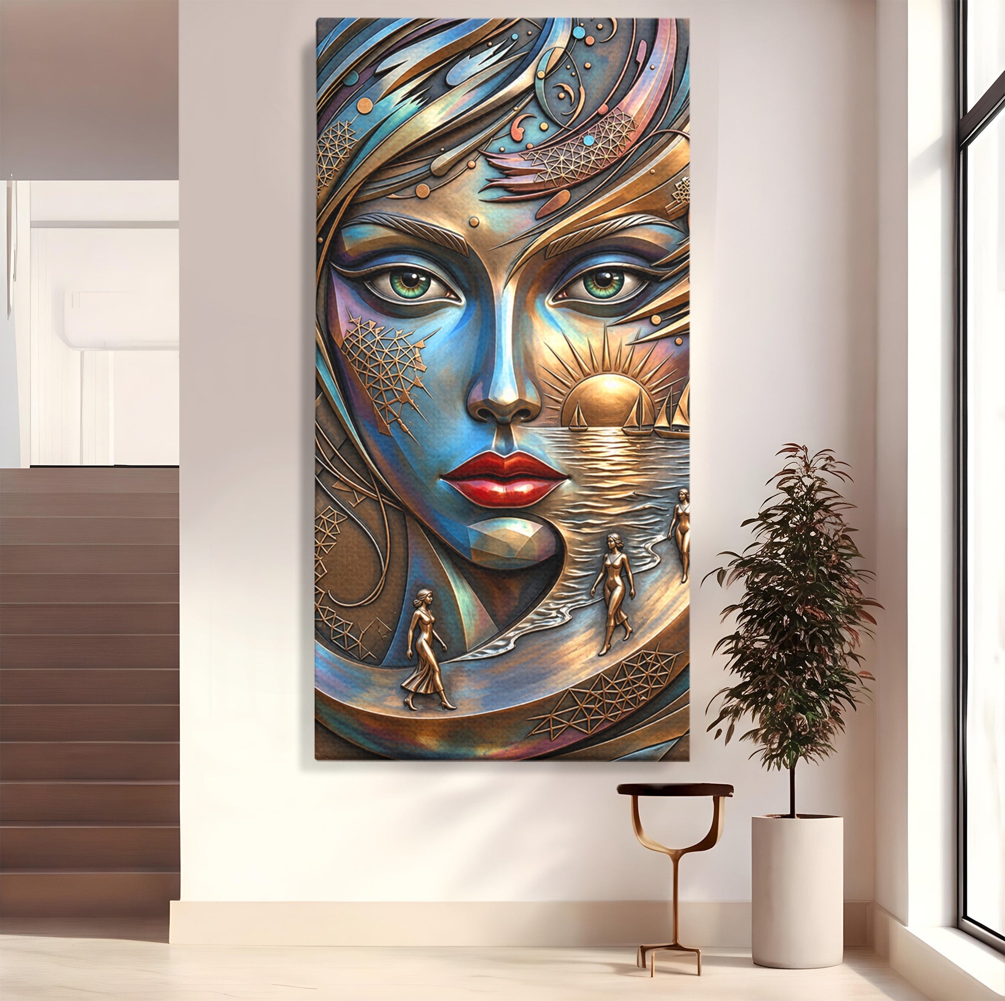 Tablou Canvas Premium LuxCanva® U1181, Chip De Zeita, Portret, Mistic, Fantezie, Feminin, Living, Culori Vibrante