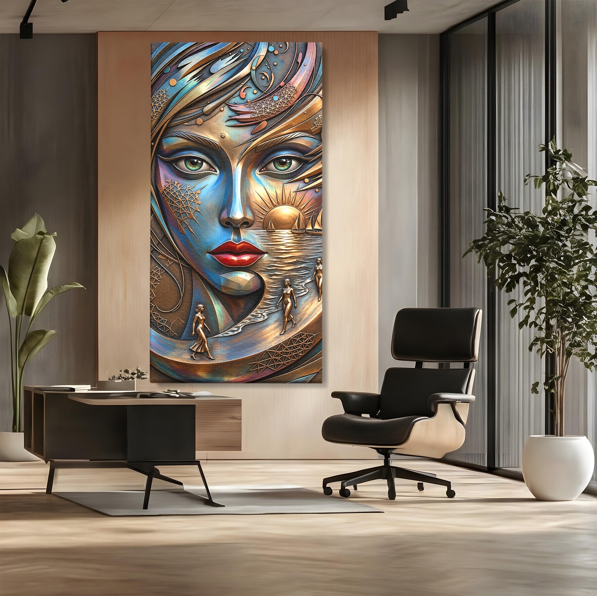 Tablou Canvas Premium LuxCanva® U1181, Chip De Zeita, Portret, Mistic, Fantezie, Feminin, Living, Culori Vibrante