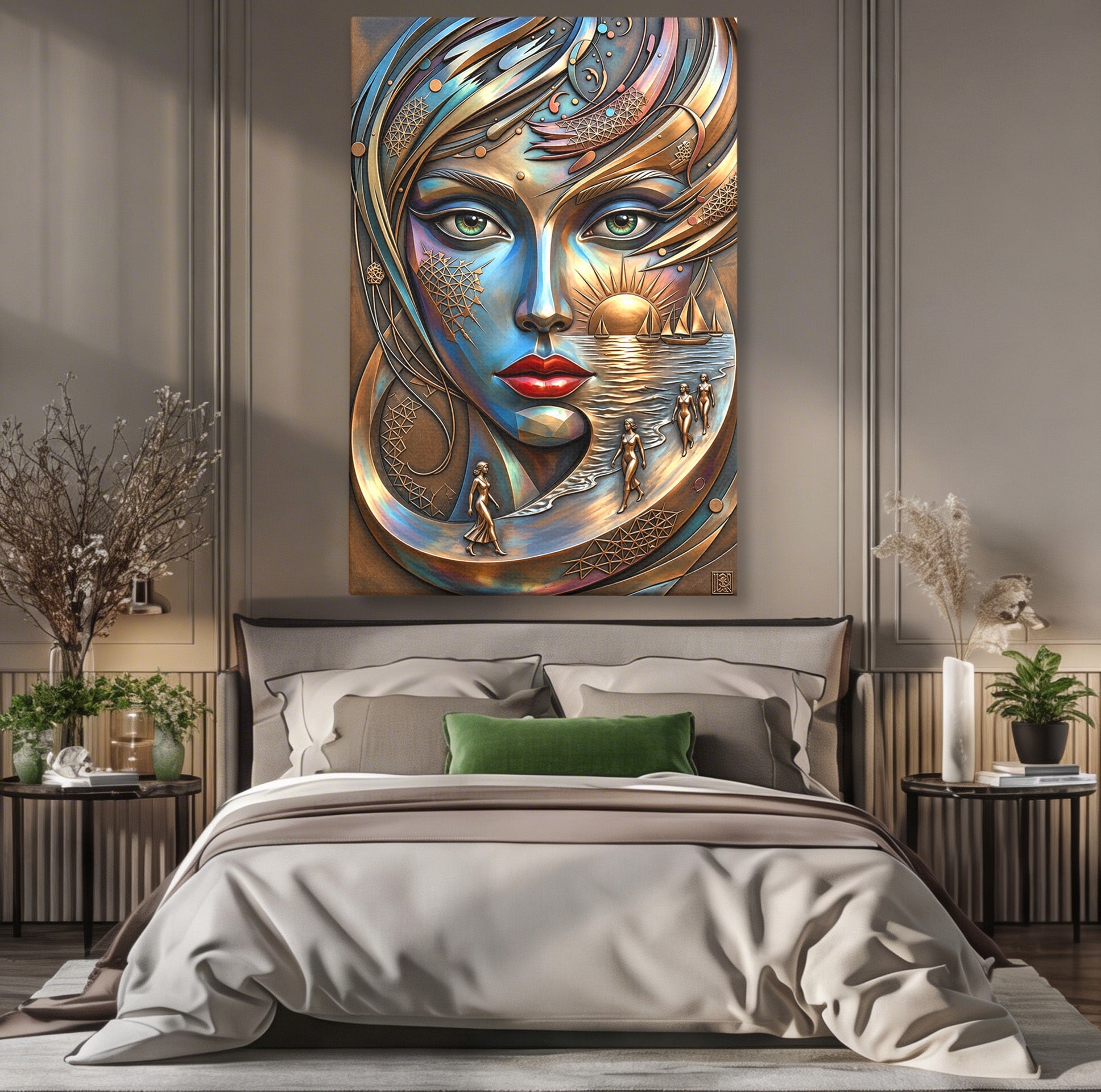 Tablou Canvas Premium LuxCanva® U1181, Chip De Zeita, Portret, Mistic, Fantezie, Feminin, Living, Culori Vibrante