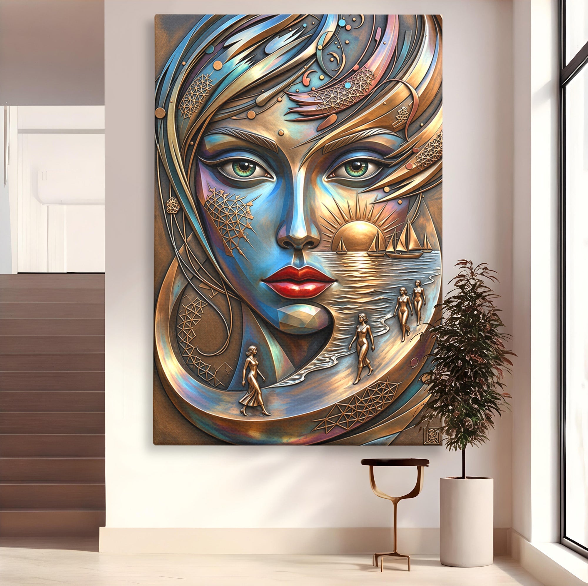 Tablou Canvas Premium LuxCanva® U1181, Chip De Zeita, Portret, Mistic, Fantezie, Feminin, Living, Culori Vibrante