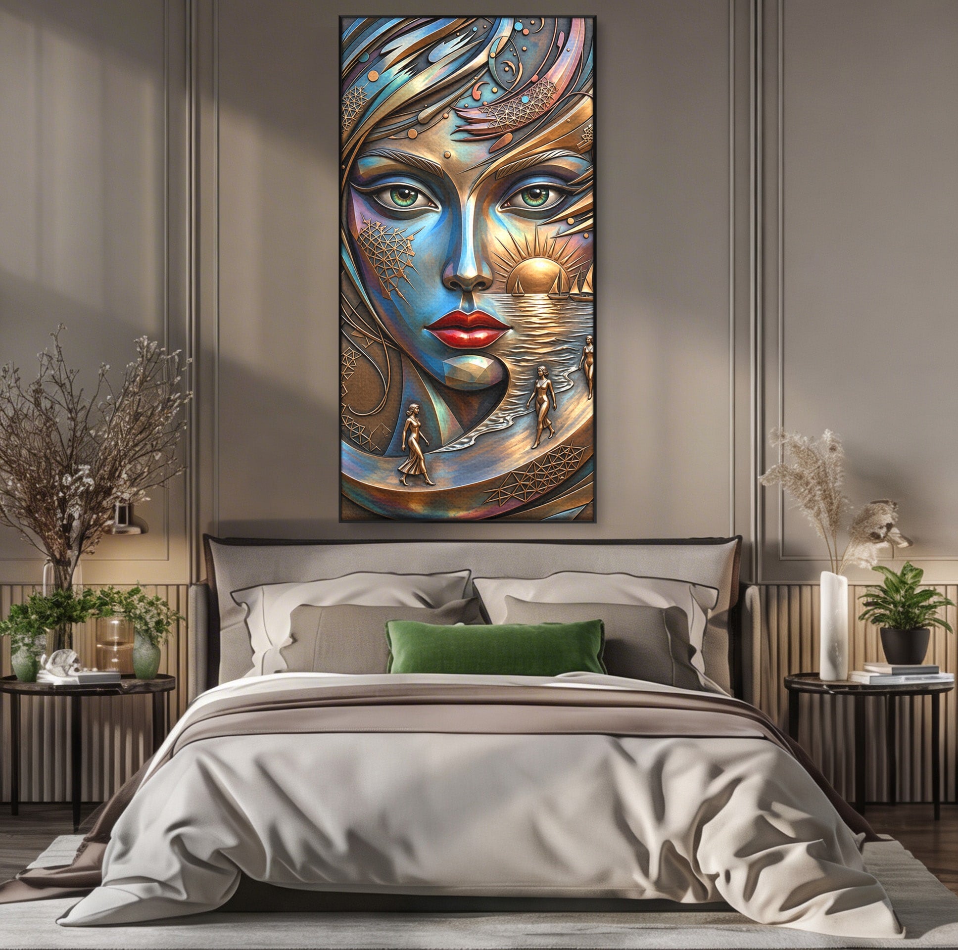 Tablou Canvas Premium LuxCanva® U1181, Chip De Zeita, Portret, Mistic, Fantezie, Feminin, Living, Culori Vibrante