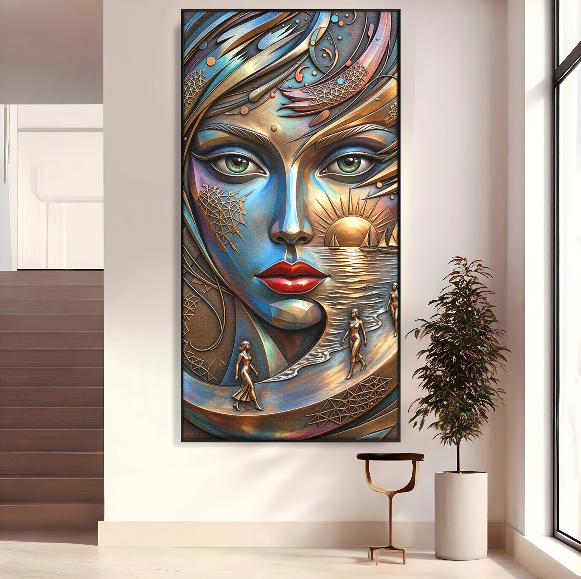 Tablou Canvas Premium LuxCanva® U1181, Chip De Zeita, Portret, Mistic, Fantezie, Feminin, Living, Culori Vibrante