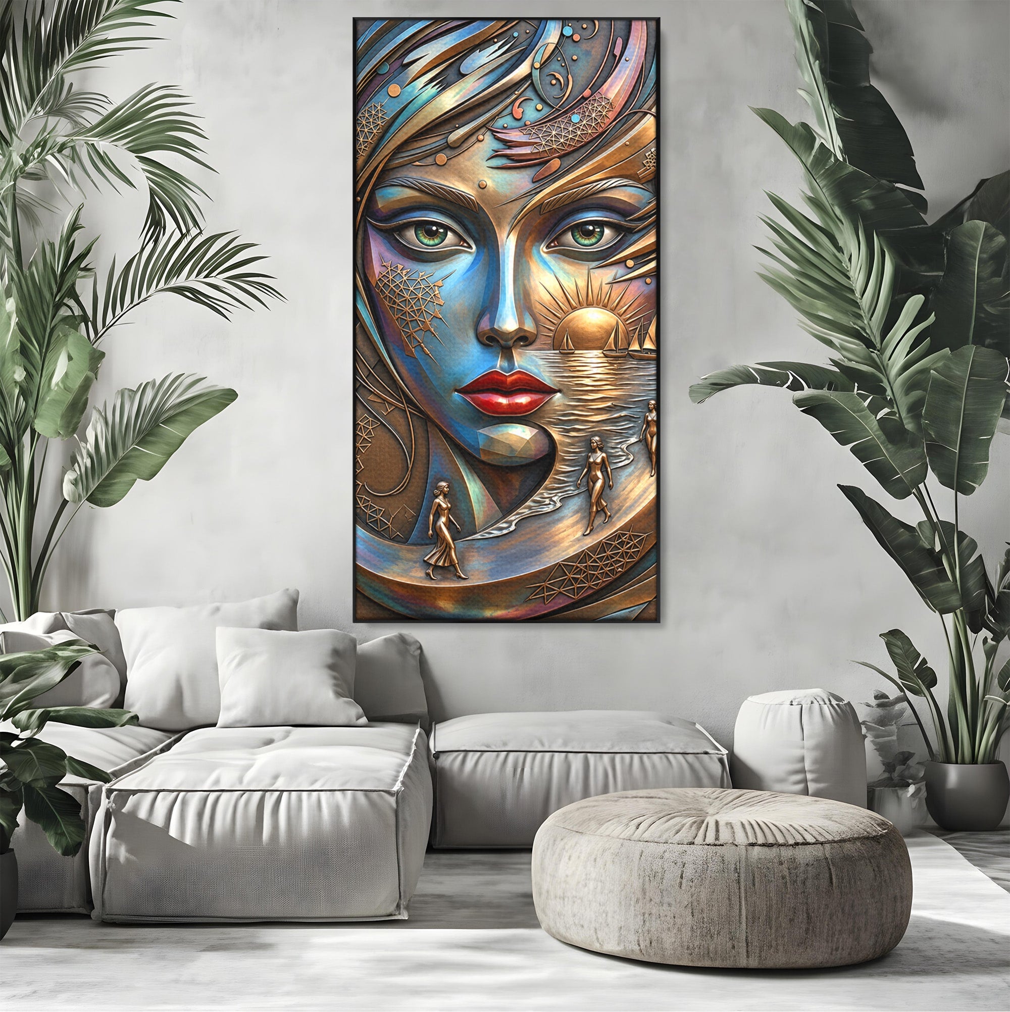 Tablou Canvas Premium LuxCanva® U1181, Chip De Zeita, Portret, Mistic, Fantezie, Feminin, Living, Culori Vibrante