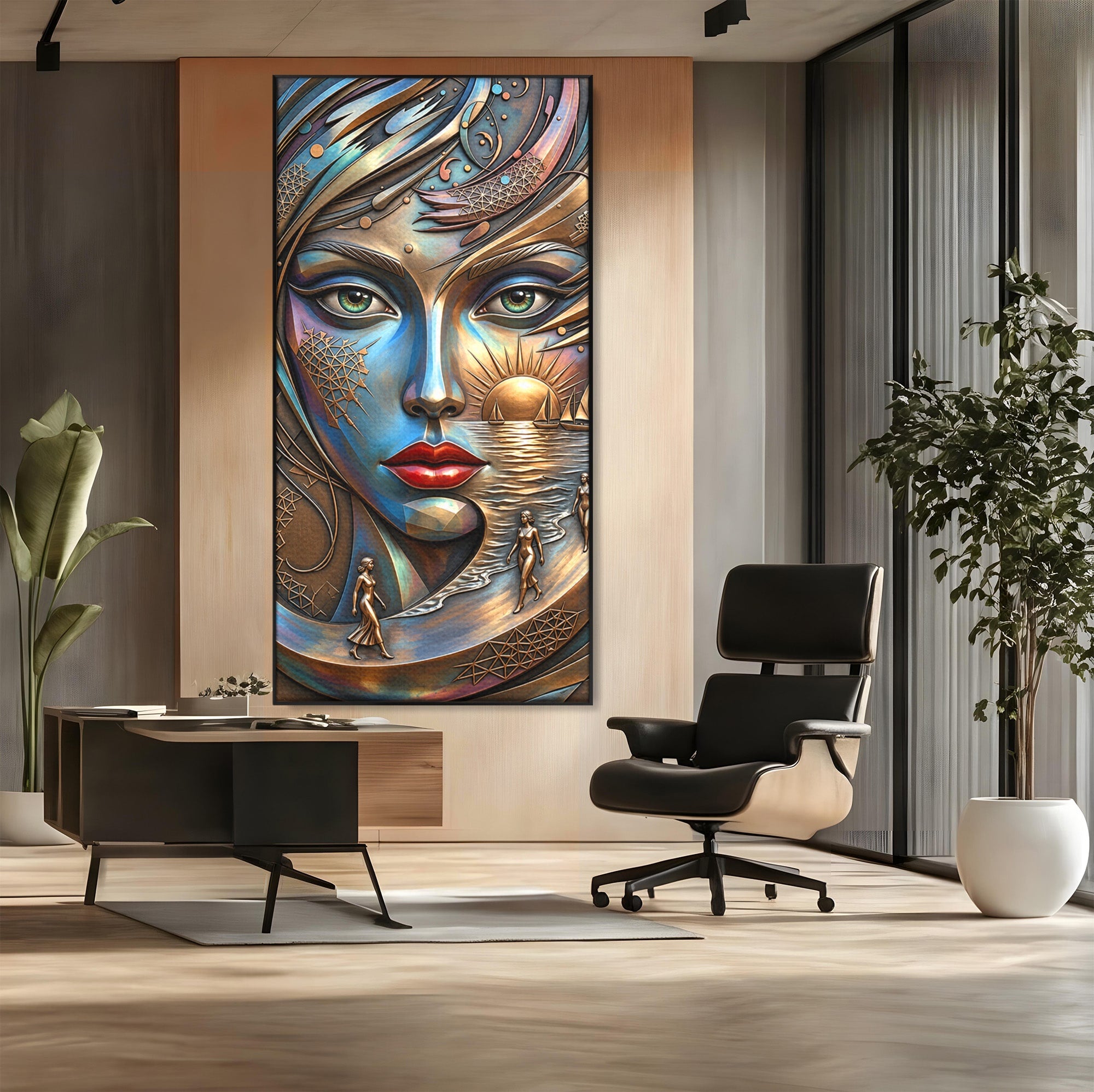 Tablou Canvas Premium LuxCanva® U1181, Chip De Zeita, Portret, Mistic, Fantezie, Feminin, Living, Culori Vibrante