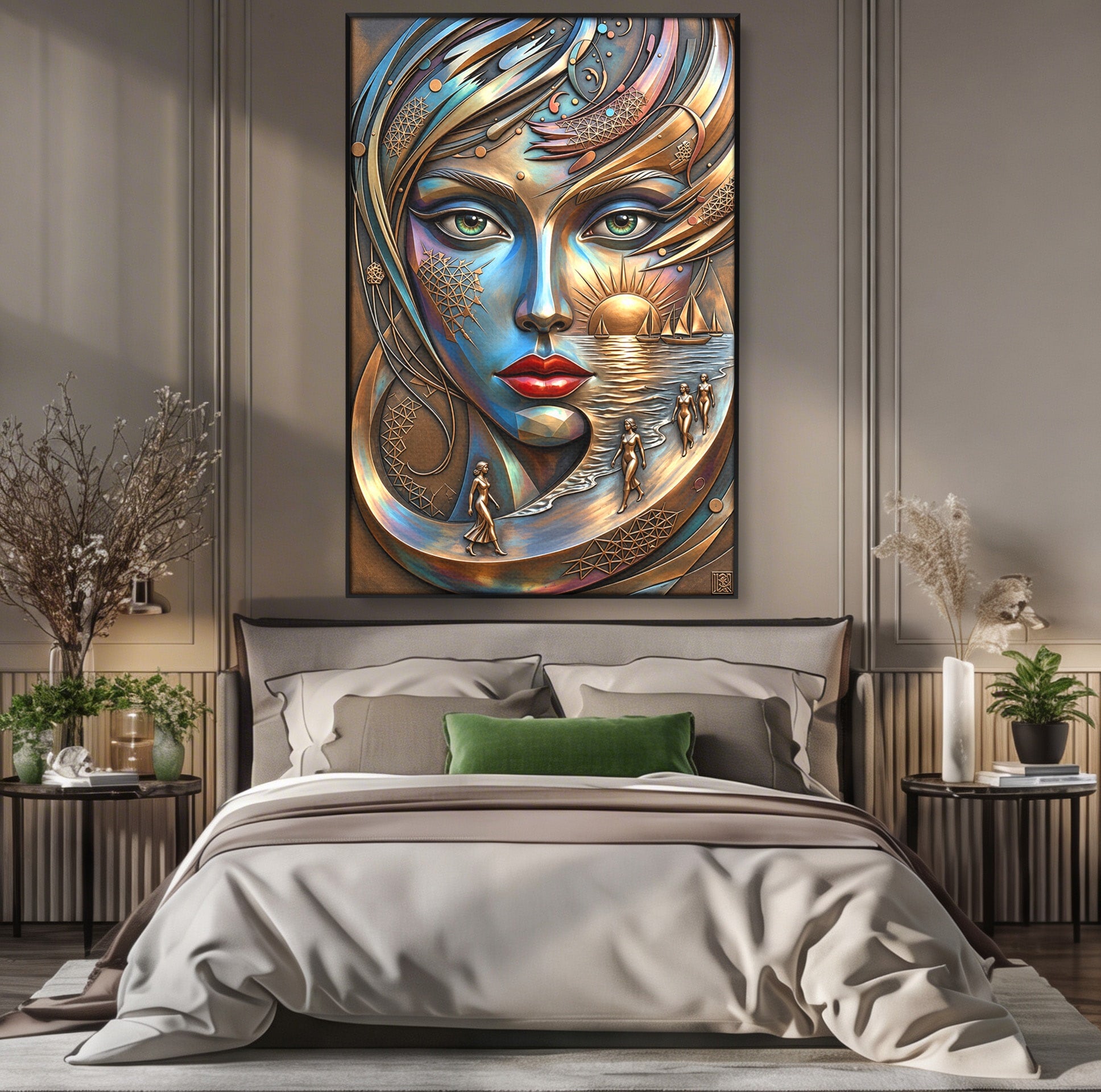 Tablou Canvas Premium LuxCanva® U1181, Chip De Zeita, Portret, Mistic, Fantezie, Feminin, Living, Culori Vibrante