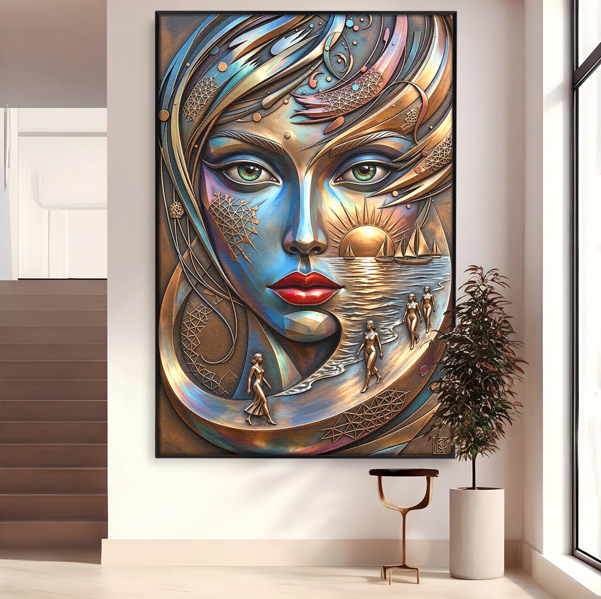 Tablou Canvas Premium LuxCanva® U1181, Chip De Zeita, Portret, Mistic, Fantezie, Feminin, Living, Culori Vibrante