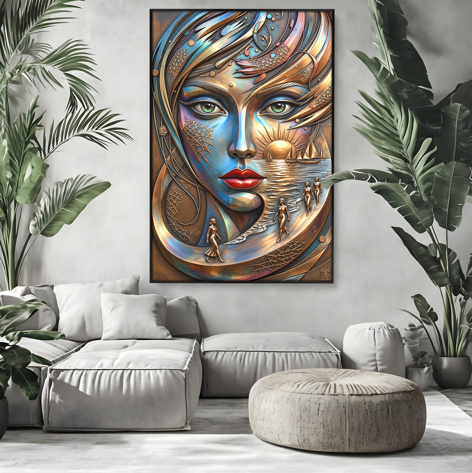 Tablou Canvas Premium LuxCanva® U1181, Chip De Zeita, Portret, Mistic, Fantezie, Feminin, Living, Culori Vibrante