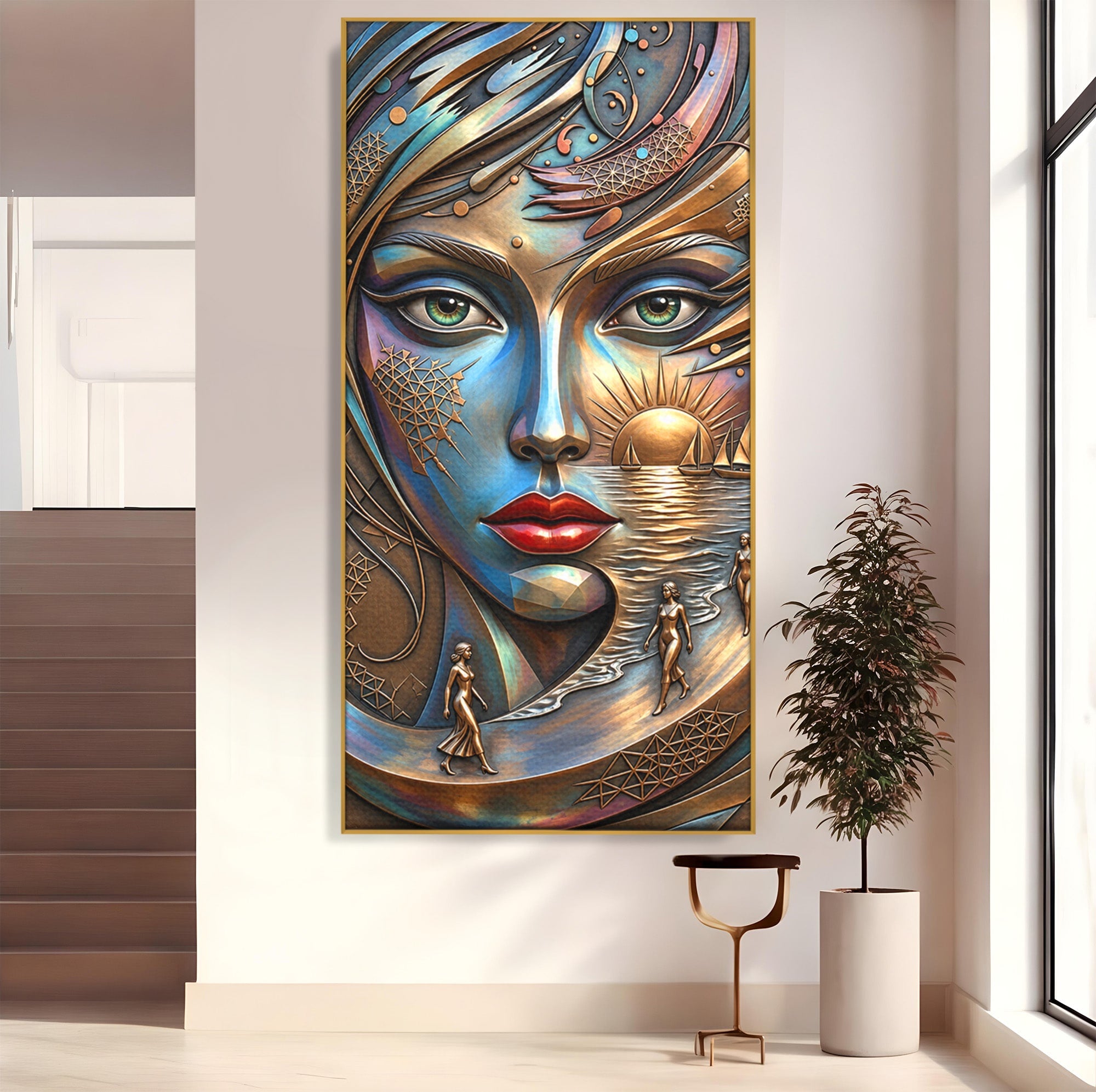 Tablou Canvas Premium LuxCanva® U1181, Chip De Zeita, Portret, Mistic, Fantezie, Feminin, Living, Culori Vibrante
