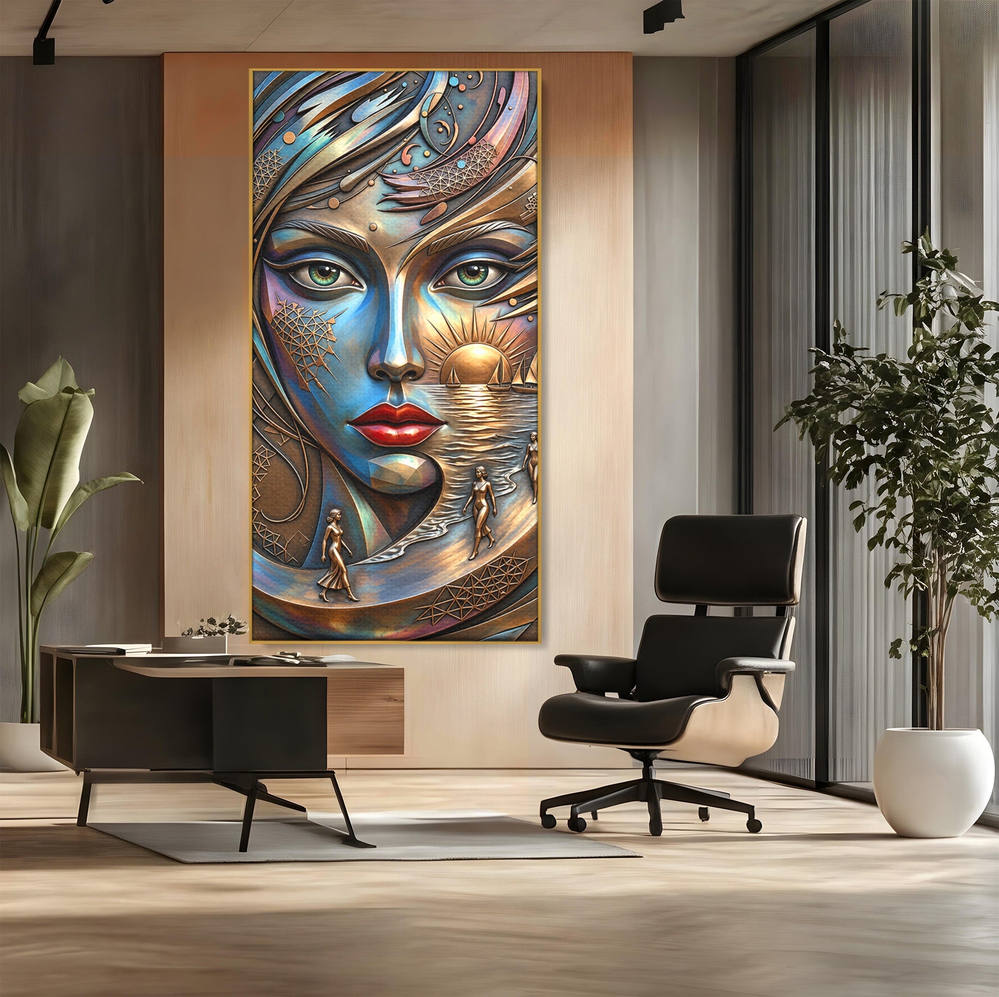 Tablou Canvas Premium LuxCanva® U1181, Chip De Zeita, Portret, Mistic, Fantezie, Feminin, Living, Culori Vibrante