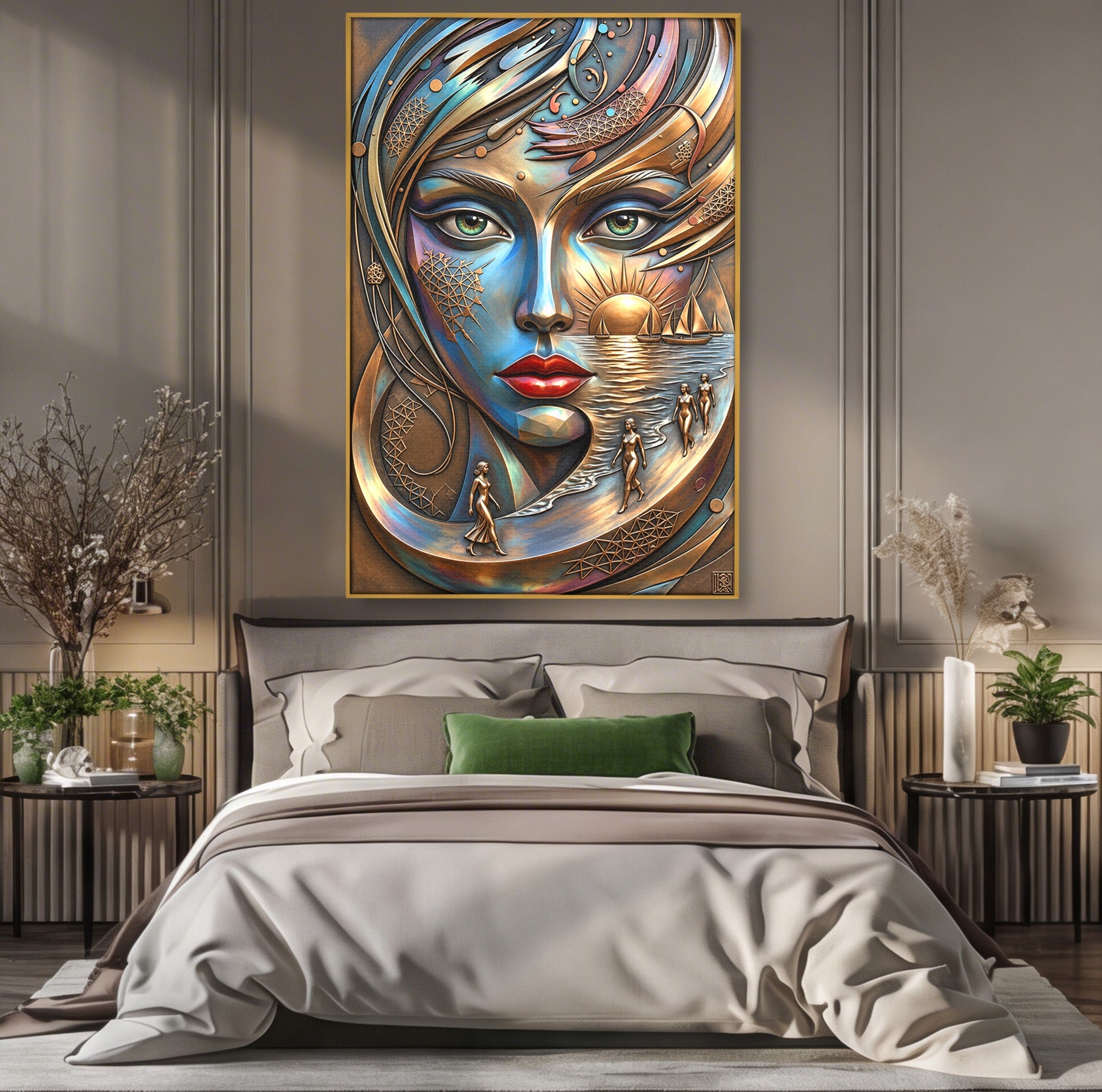 Tablou Canvas Premium LuxCanva® U1181, Chip De Zeita, Portret, Mistic, Fantezie, Feminin, Living, Culori Vibrante