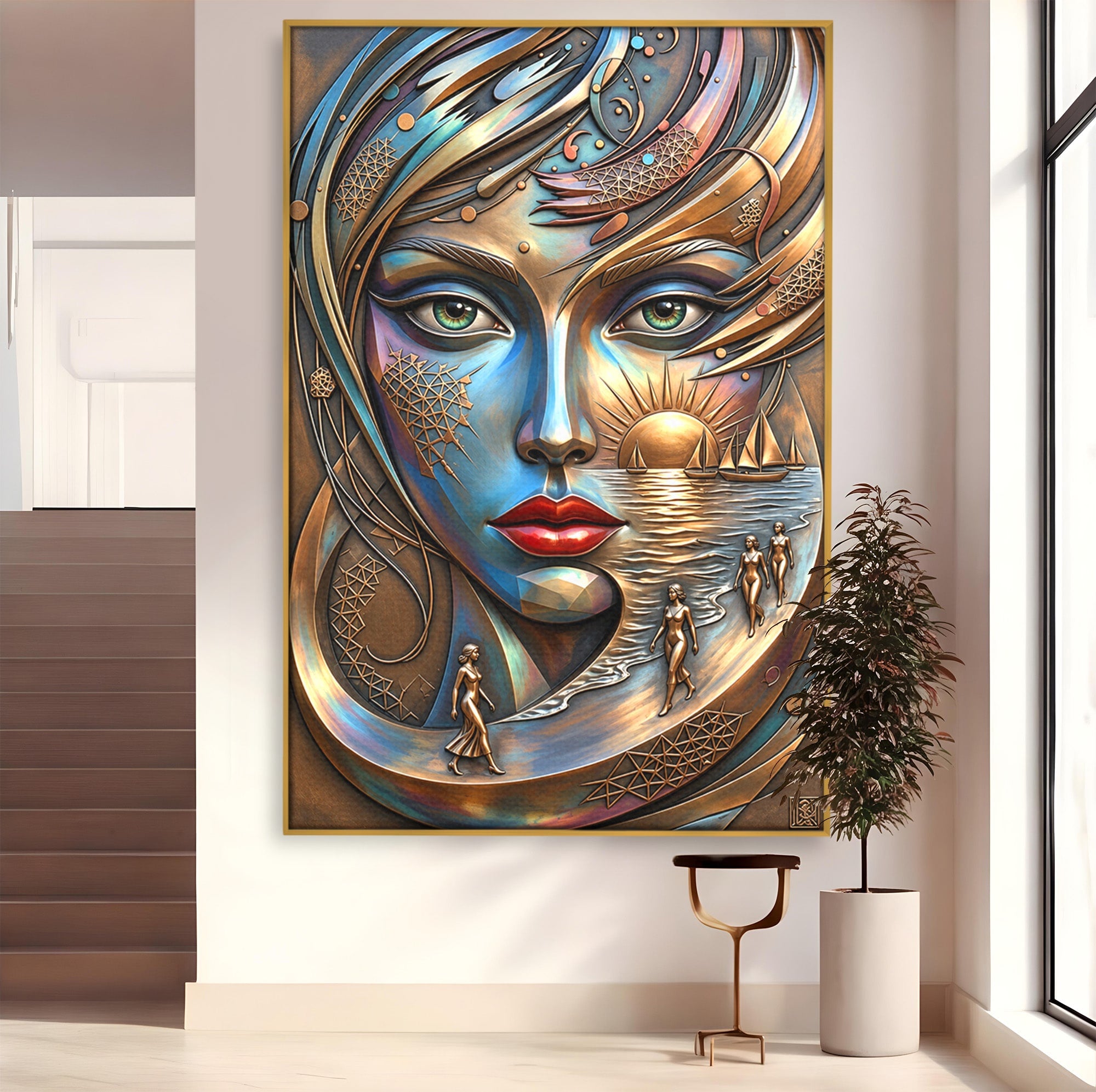 Tablou Canvas Premium LuxCanva® U1181, Chip De Zeita, Portret, Mistic, Fantezie, Feminin, Living, Culori Vibrante
