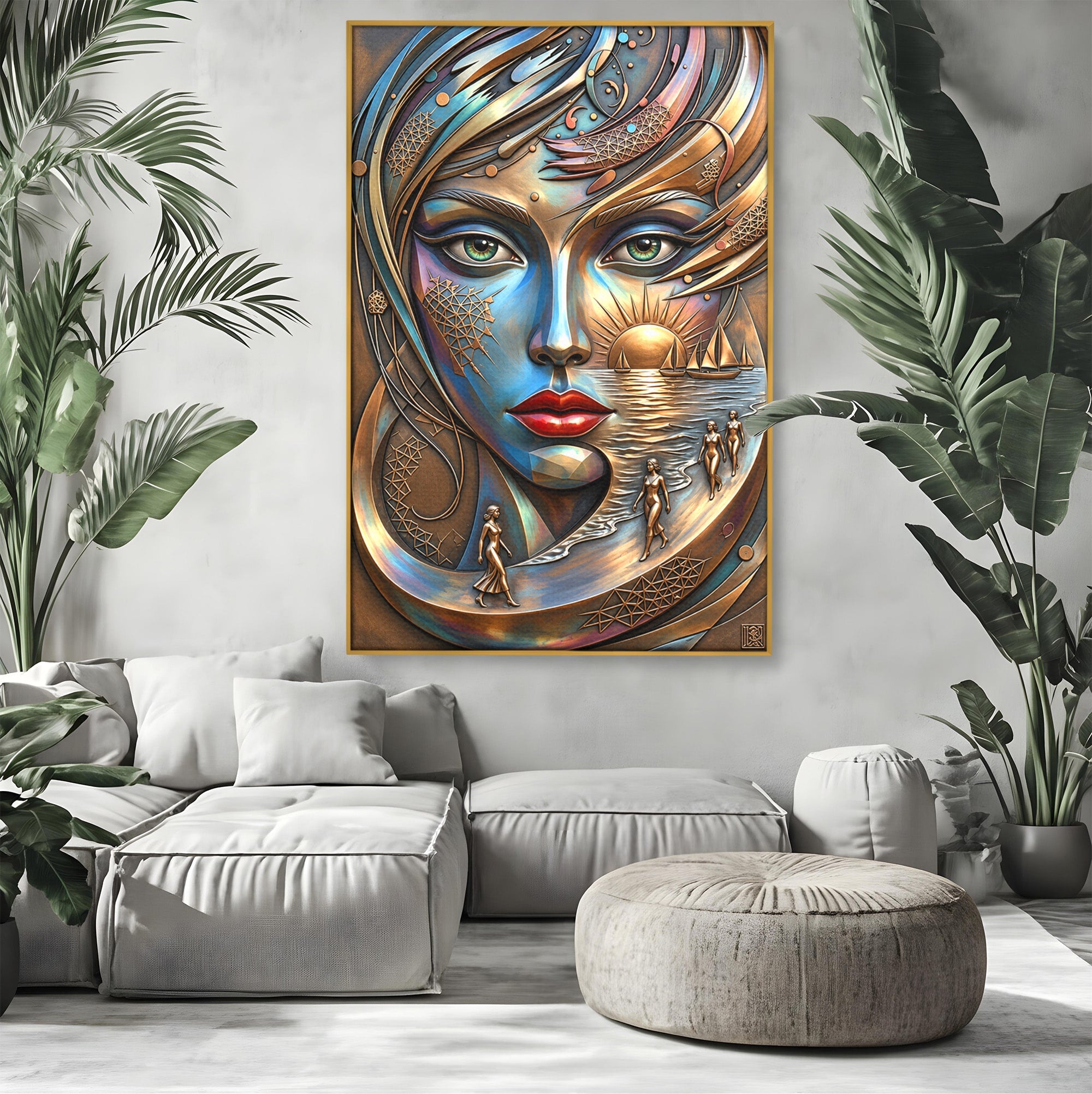 Tablou Canvas Premium LuxCanva® U1181, Chip De Zeita, Portret, Mistic, Fantezie, Feminin, Living, Culori Vibrante