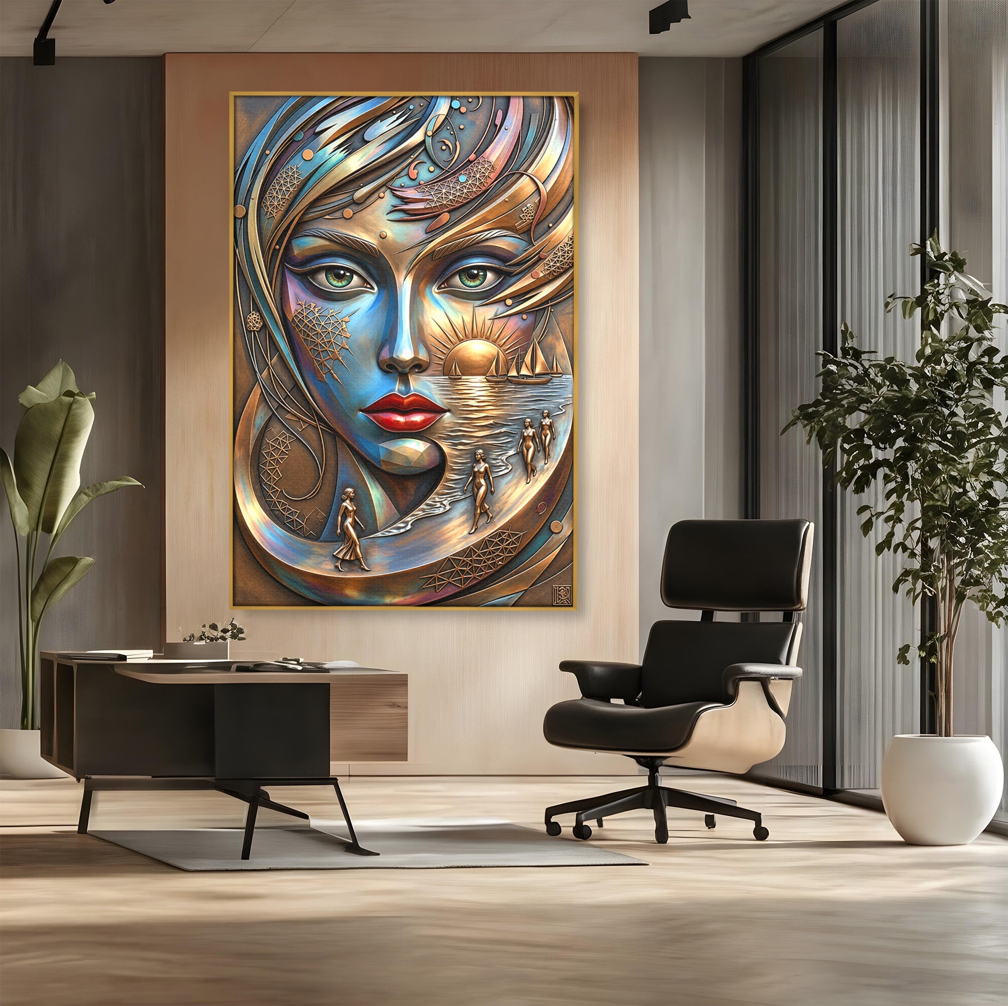Tablou Canvas Premium LuxCanva® U1181, Chip De Zeita, Portret, Mistic, Fantezie, Feminin, Living, Culori Vibrante