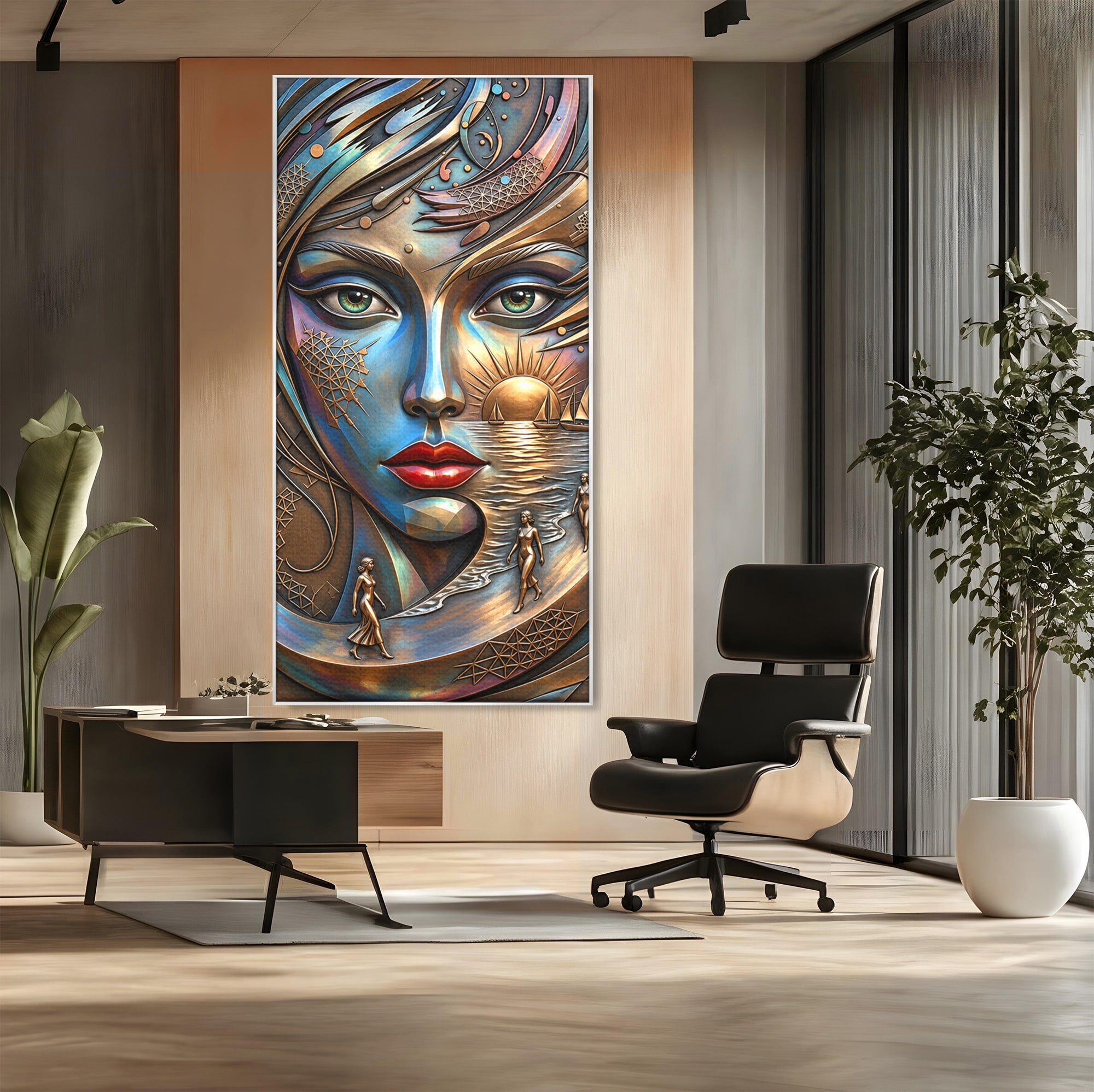 Tablou Canvas Premium LuxCanva® U1181, Chip De Zeita, Portret, Mistic, Fantezie, Feminin, Living, Culori Vibrante