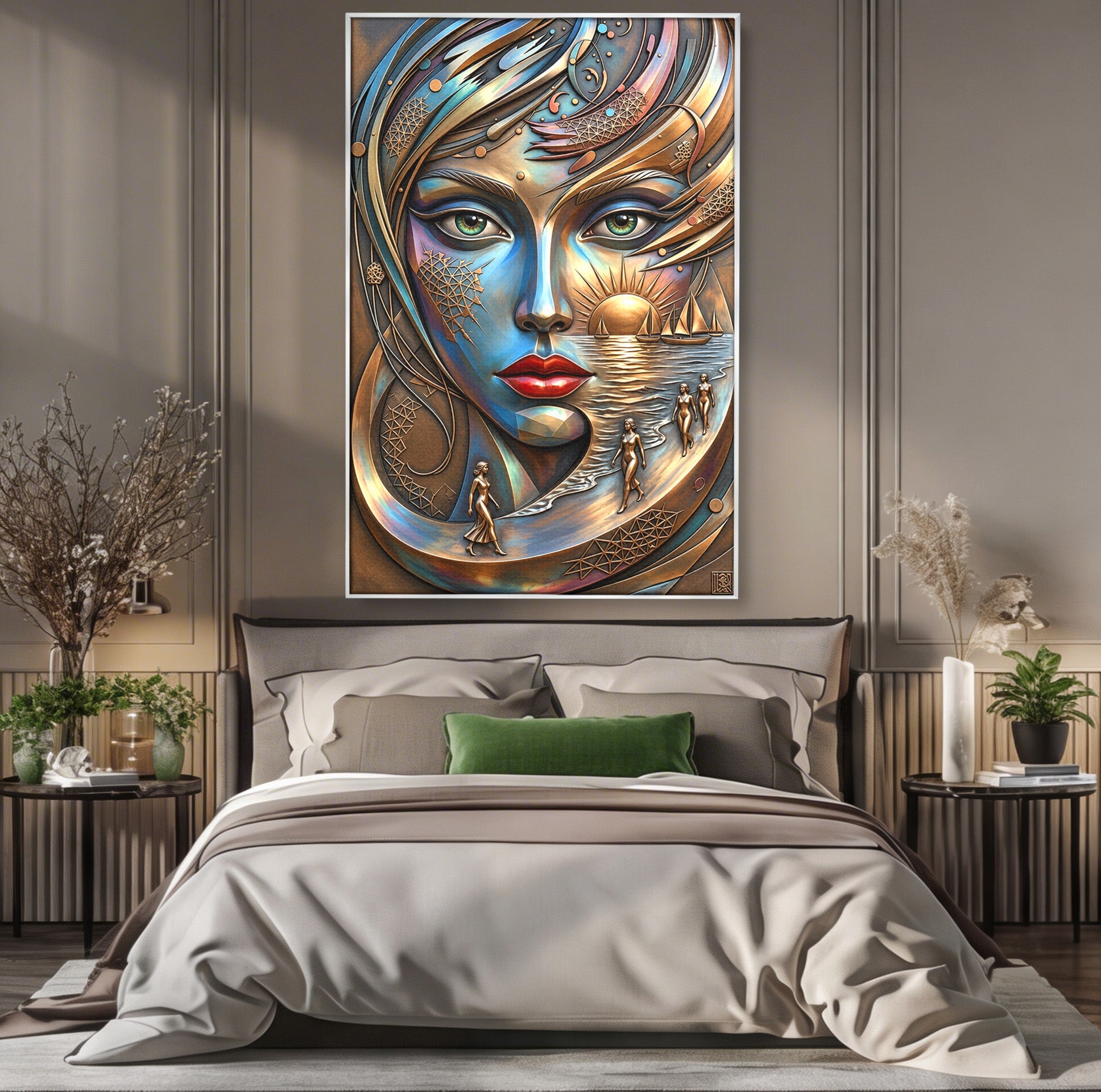 Tablou Canvas Premium LuxCanva® U1181, Chip De Zeita, Portret, Mistic, Fantezie, Feminin, Living, Culori Vibrante