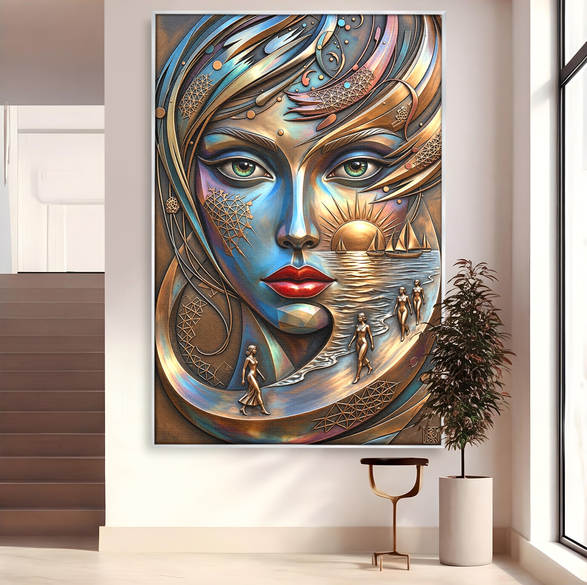 Tablou Canvas Premium LuxCanva® U1181, Chip De Zeita, Portret, Mistic, Fantezie, Feminin, Living, Culori Vibrante