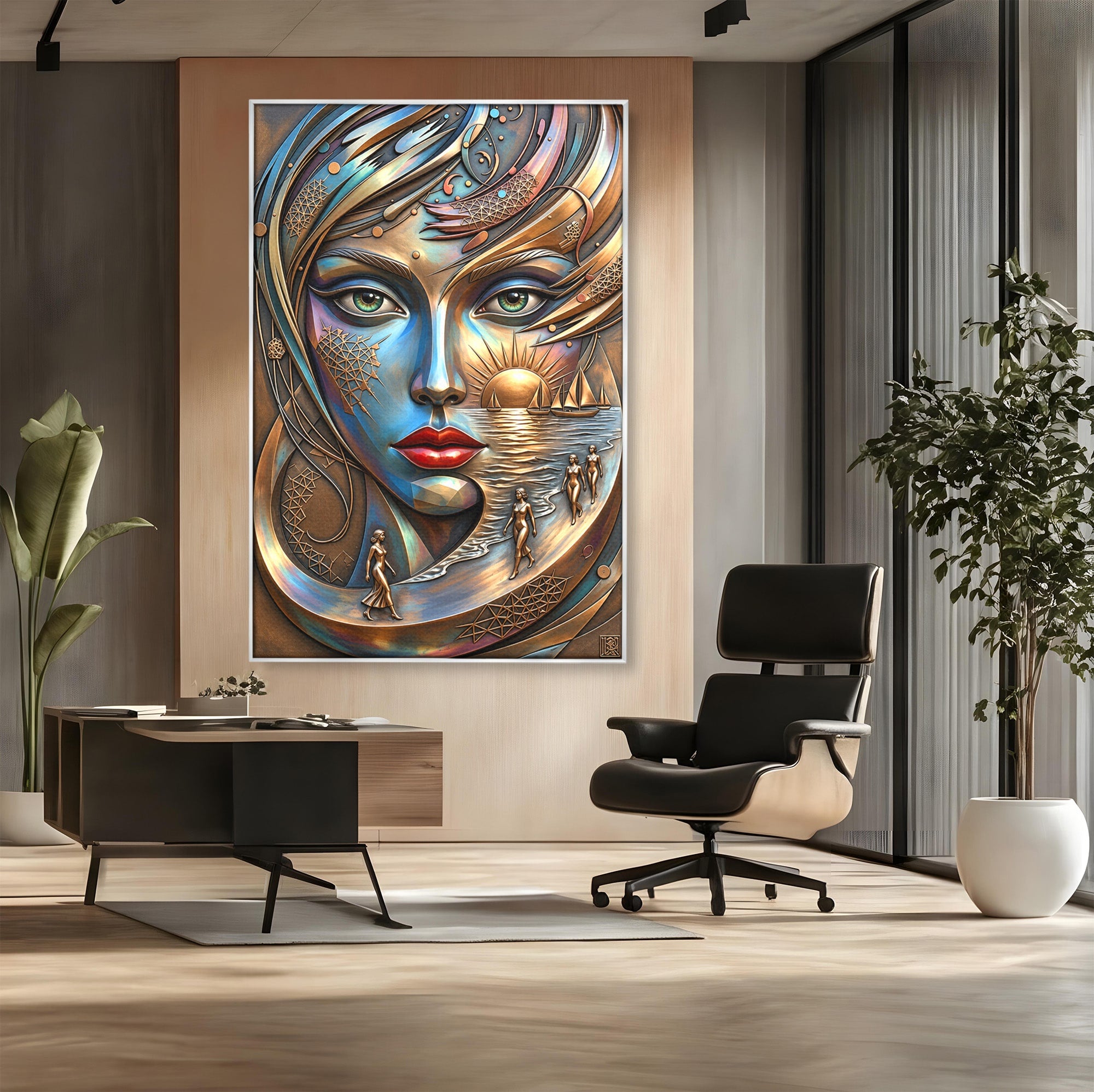 Tablou Canvas Premium LuxCanva® U1181, Chip De Zeita, Portret, Mistic, Fantezie, Feminin, Living, Culori Vibrante
