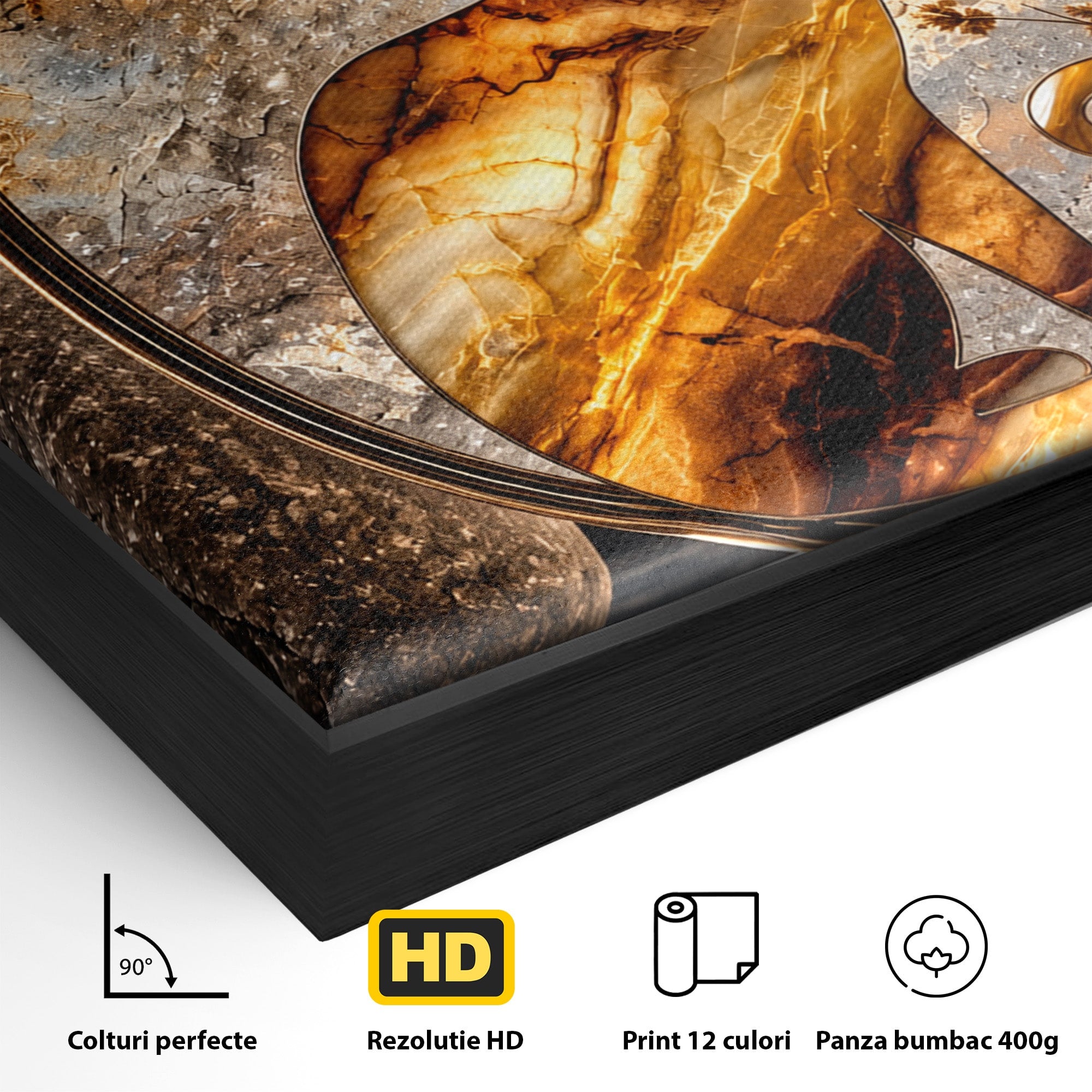 Tablou Canvas Premium LuxCanva® U1182, Silhouette Felina La Apus, Pisica, Arta, Decor, Lux, Dormitor, Culori Vibrante