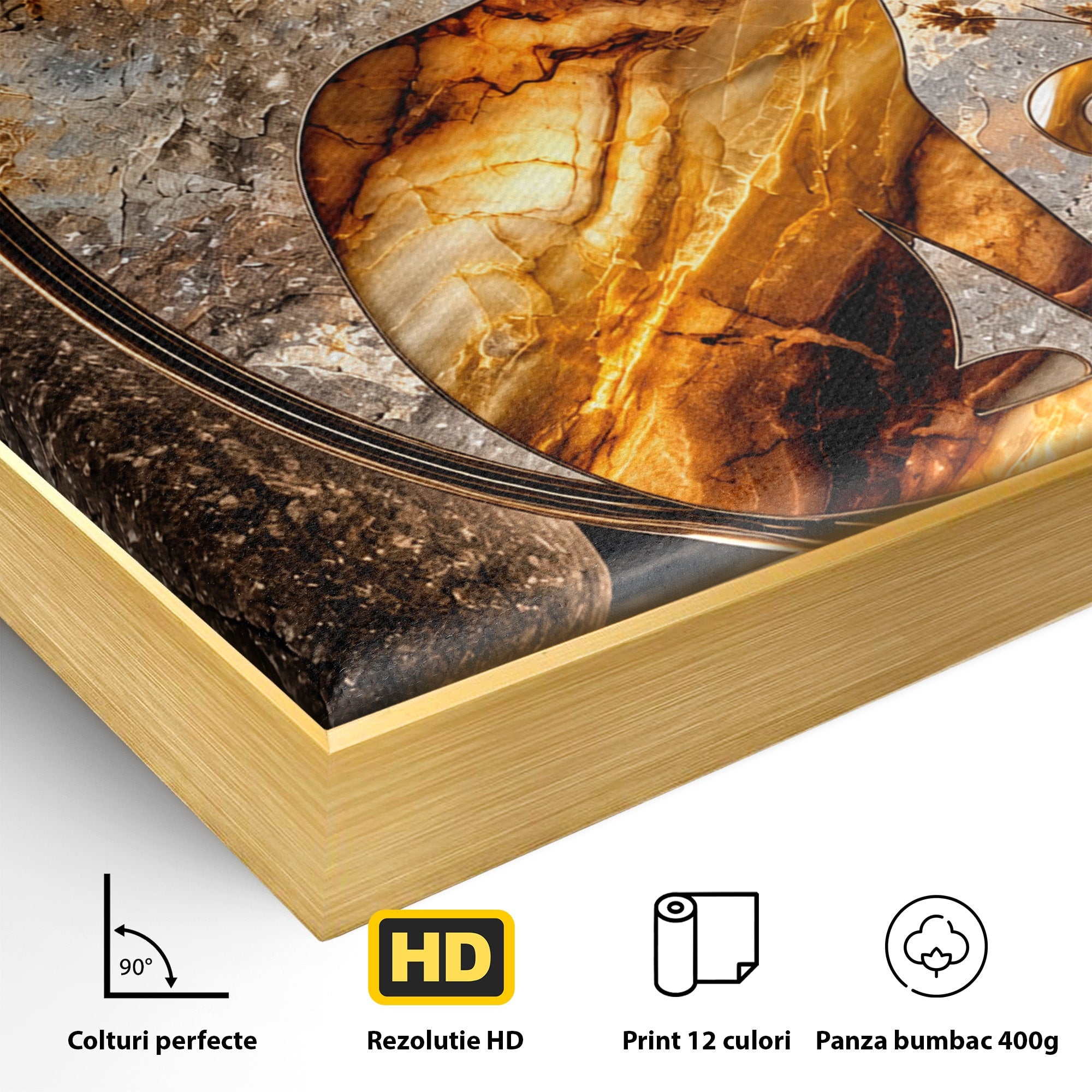 Tablou Canvas Premium LuxCanva® U1182, Silhouette Felina La Apus, Pisica, Arta, Decor, Lux, Dormitor, Culori Vibrante