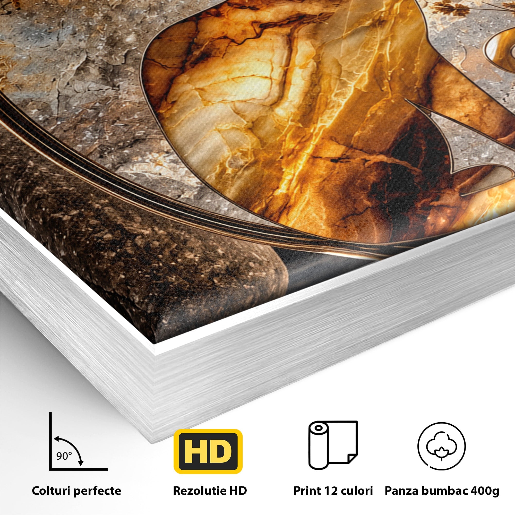 Tablou Canvas Premium LuxCanva® U1182, Silhouette Felina La Apus, Pisica, Arta, Decor, Lux, Dormitor, Culori Vibrante