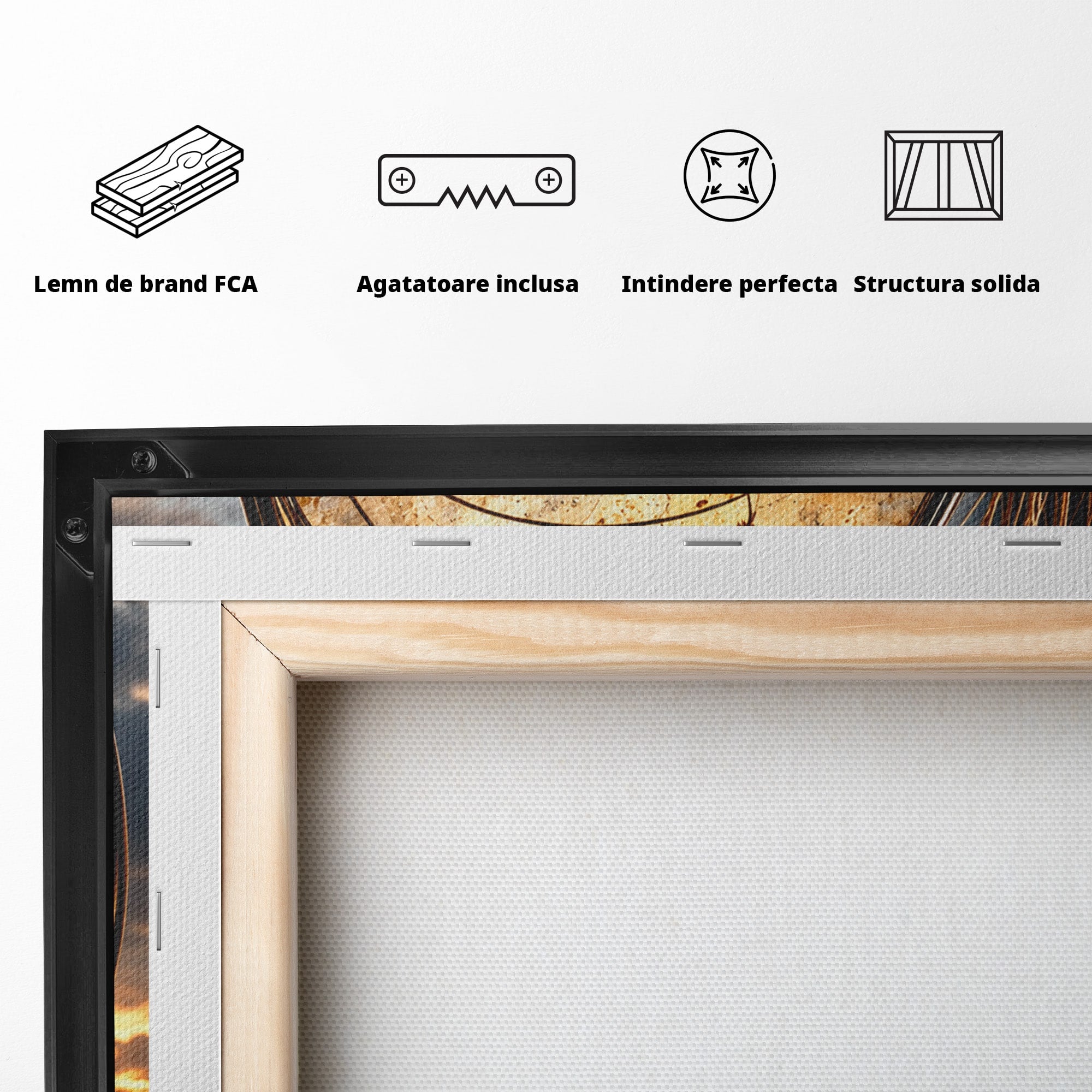 Tablou Canvas Premium LuxCanva® U1182, Silhouette Felina La Apus, Pisica, Arta, Decor, Lux, Dormitor, Culori Vibrante