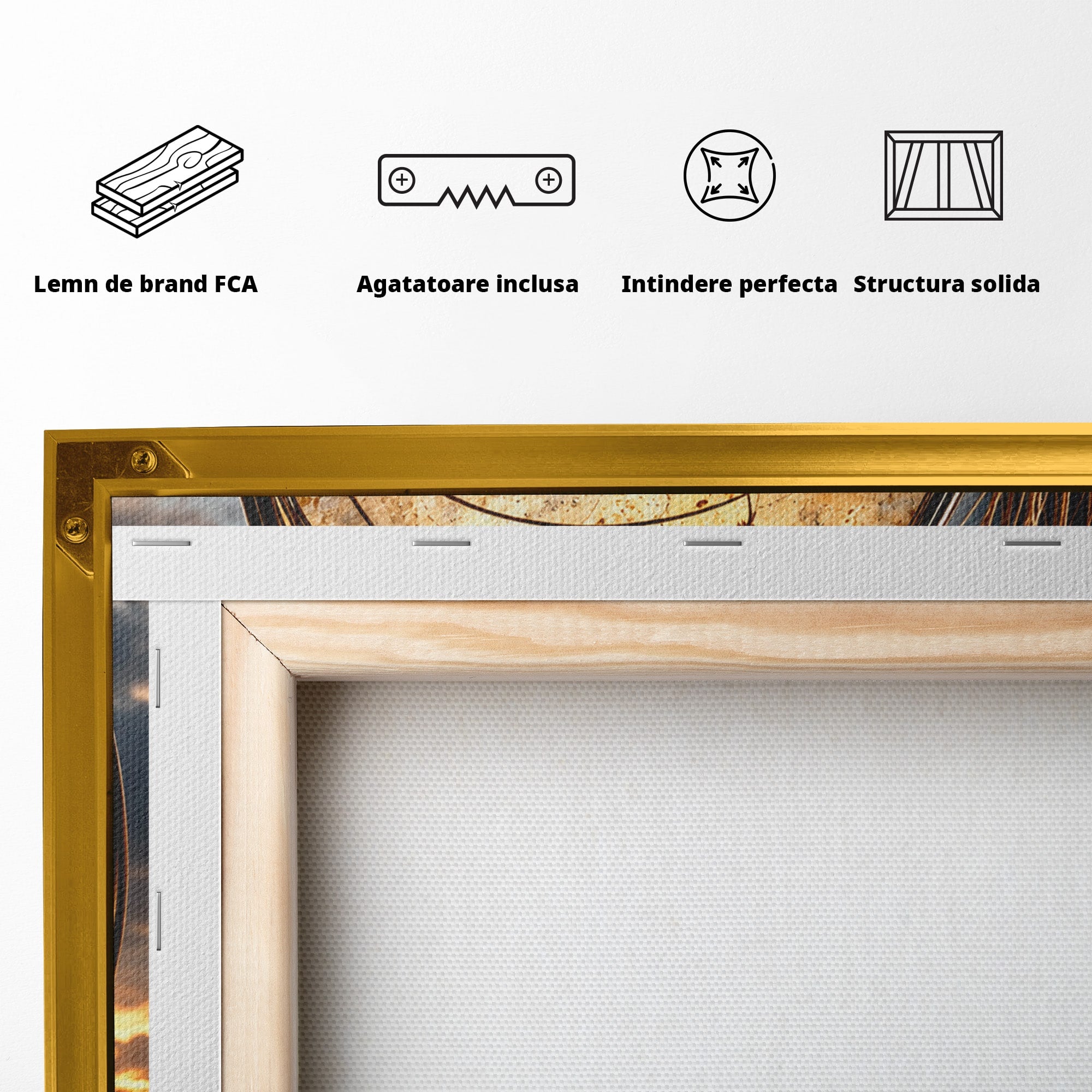 Tablou Canvas Premium LuxCanva® U1182, Silhouette Felina La Apus, Pisica, Arta, Decor, Lux, Dormitor, Culori Vibrante