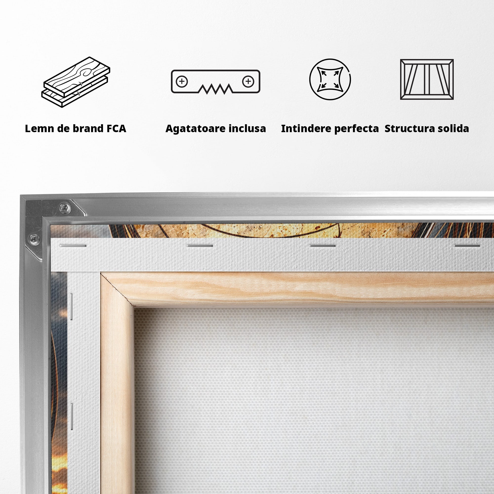 Tablou Canvas Premium LuxCanva® U1182, Silhouette Felina La Apus, Pisica, Arta, Decor, Lux, Dormitor, Culori Vibrante