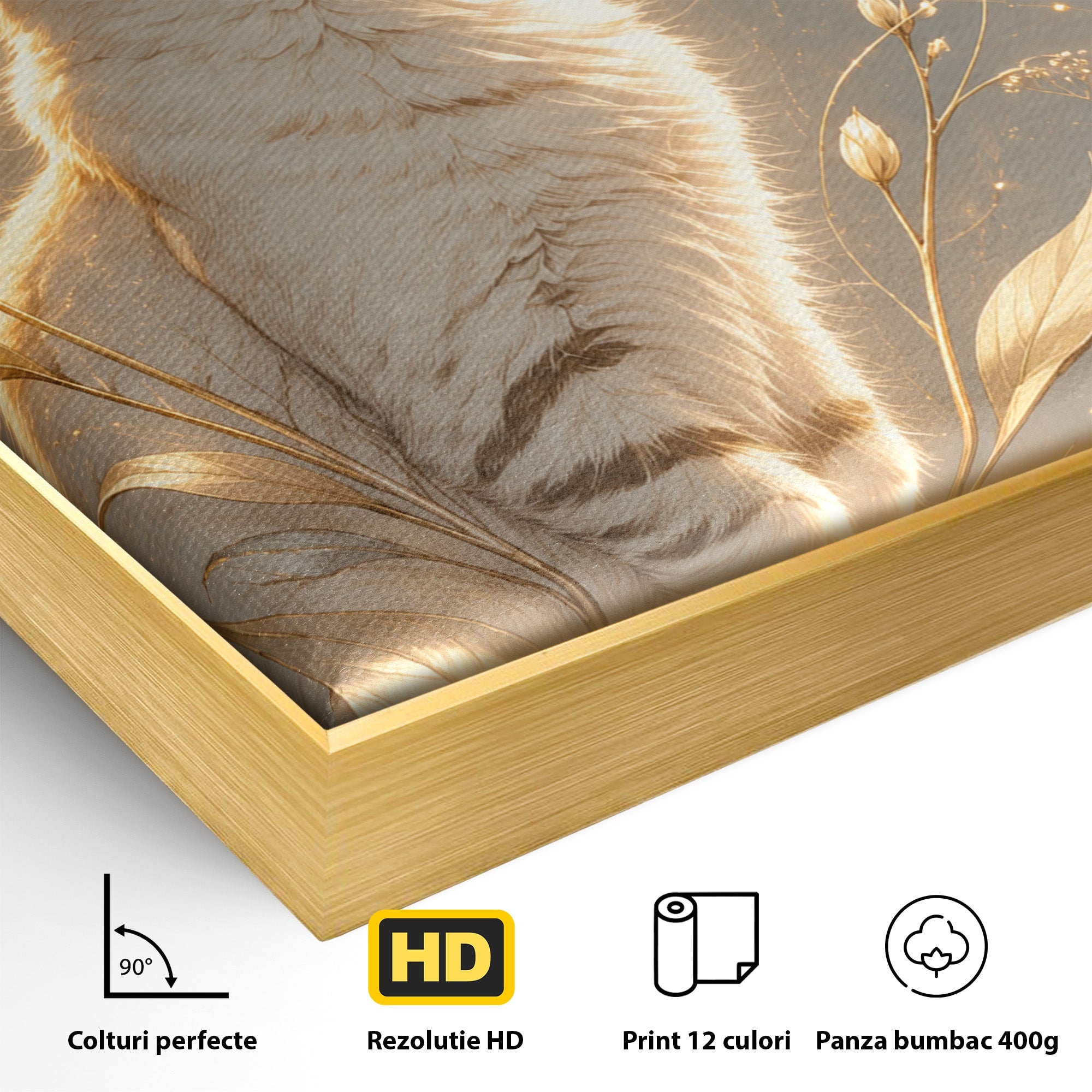 Tablou Canvas Premium LuxCanva® U1183, Pisica Visatoare, Flori, Visare, Eleganta, Pisica, Living, Culori Vibrante