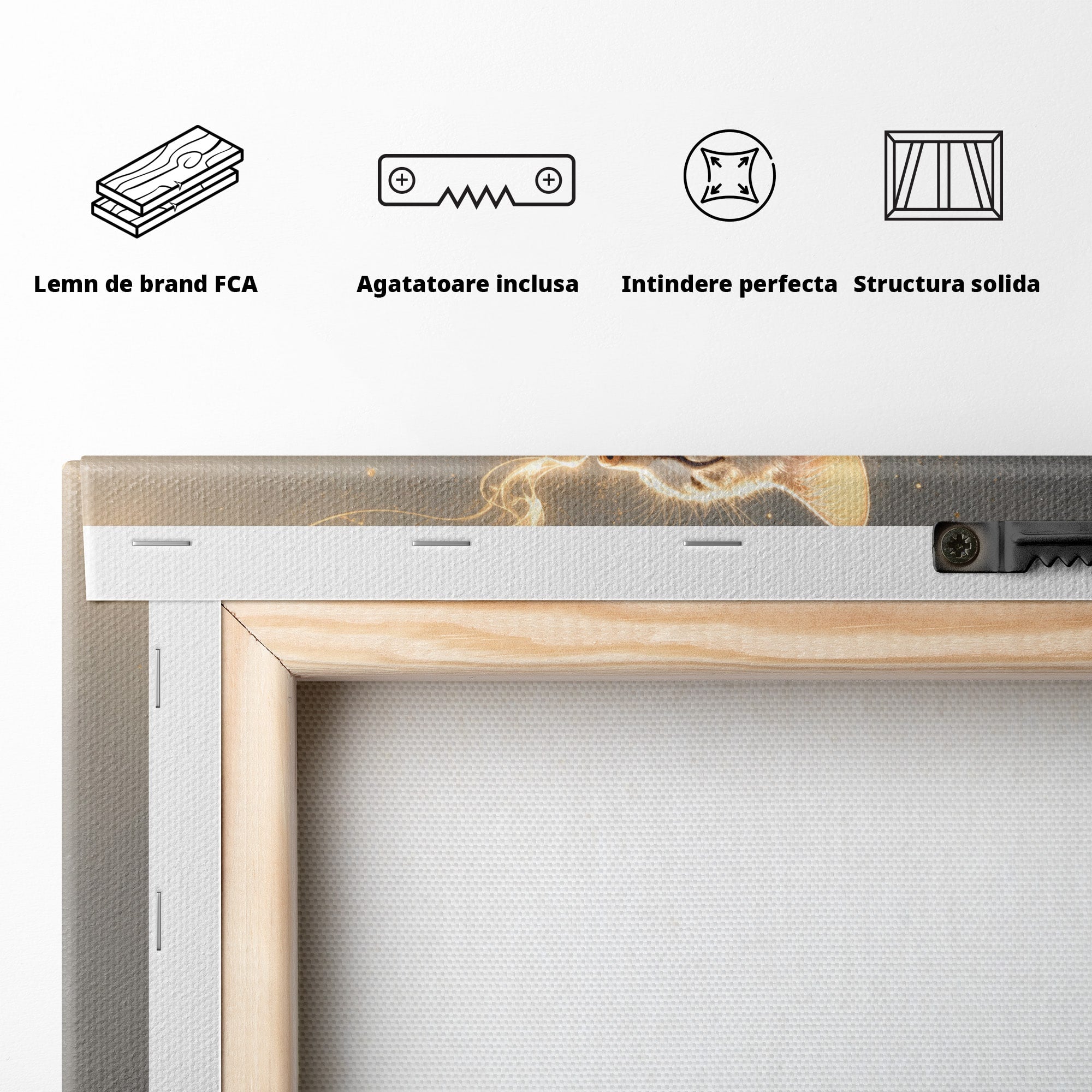 Tablou Canvas Premium LuxCanva® U1183, Pisica Visatoare, Flori, Visare, Eleganta, Pisica, Living, Culori Vibrante