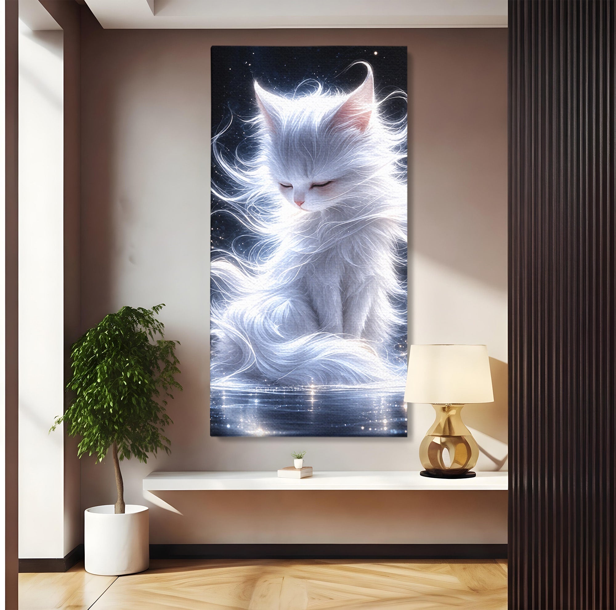 Tablou Canvas Premium LuxCanva® U1184, Pisica De Vis, Eleganta, Pisica, Vis, Living, Dormitor, Culori Vibrante