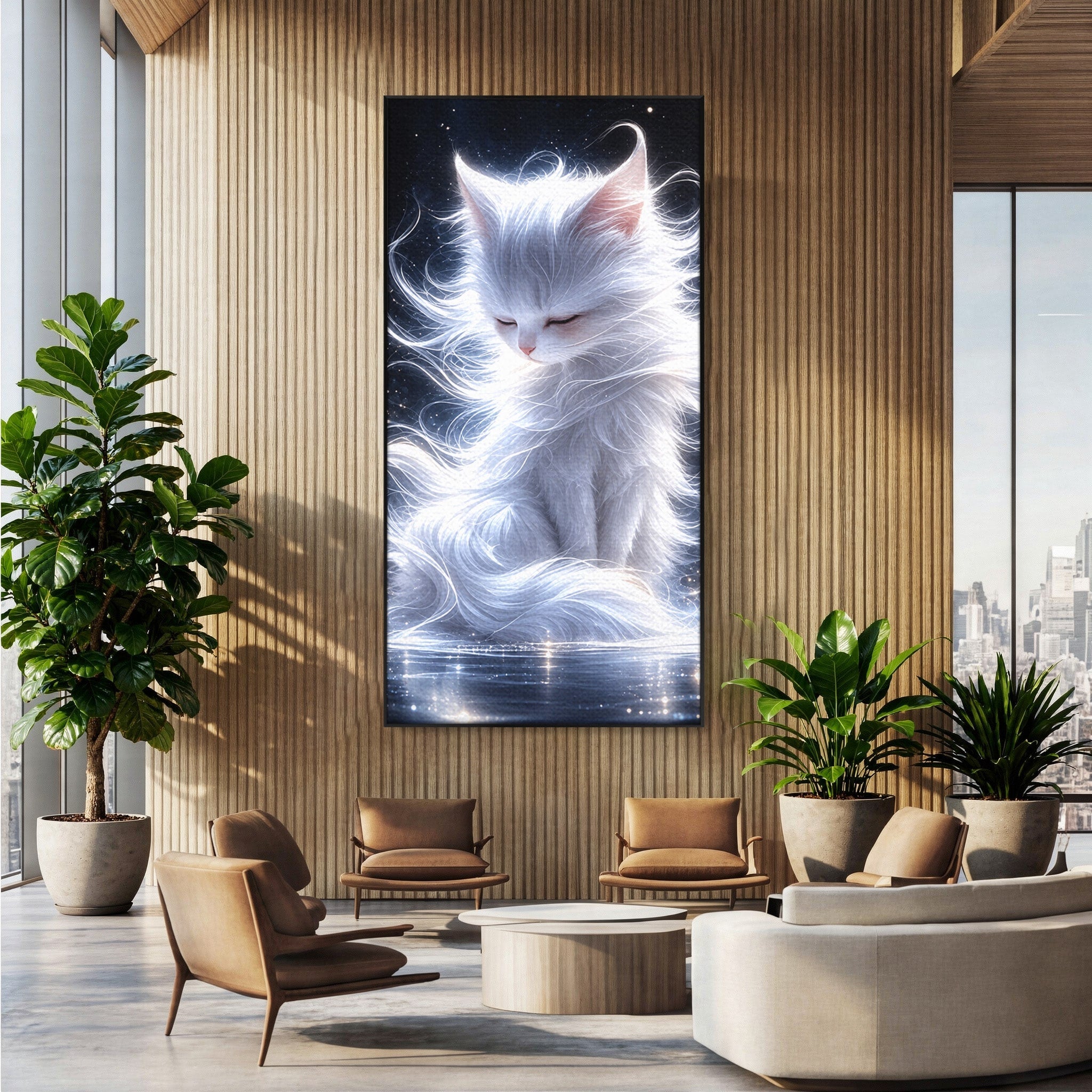 Tablou Canvas Premium LuxCanva® U1184, Pisica De Vis, Eleganta, Pisica, Vis, Living, Dormitor, Culori Vibrante