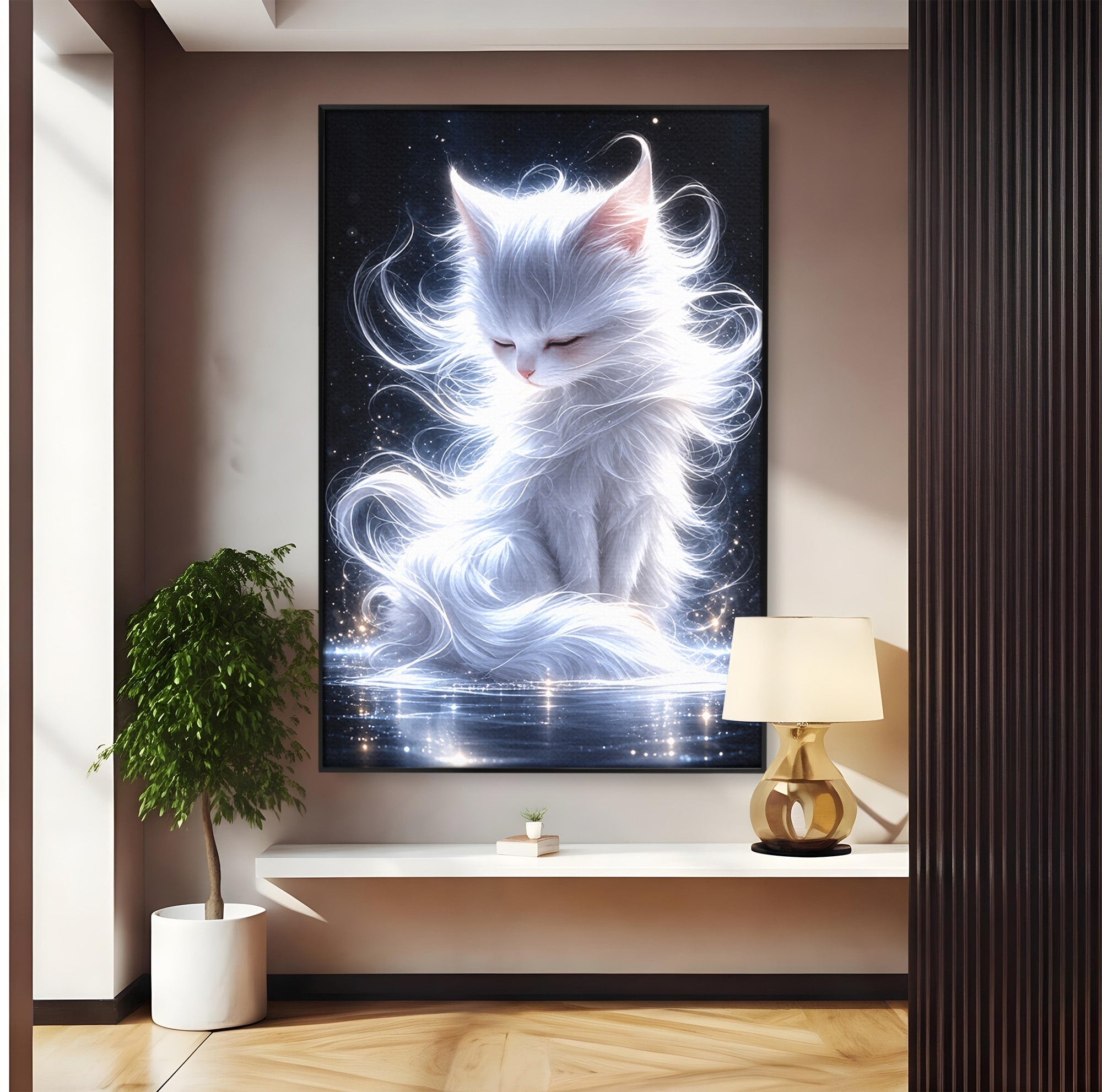 Tablou Canvas Premium LuxCanva® U1184, Pisica De Vis, Eleganta, Pisica, Vis, Living, Dormitor, Culori Vibrante