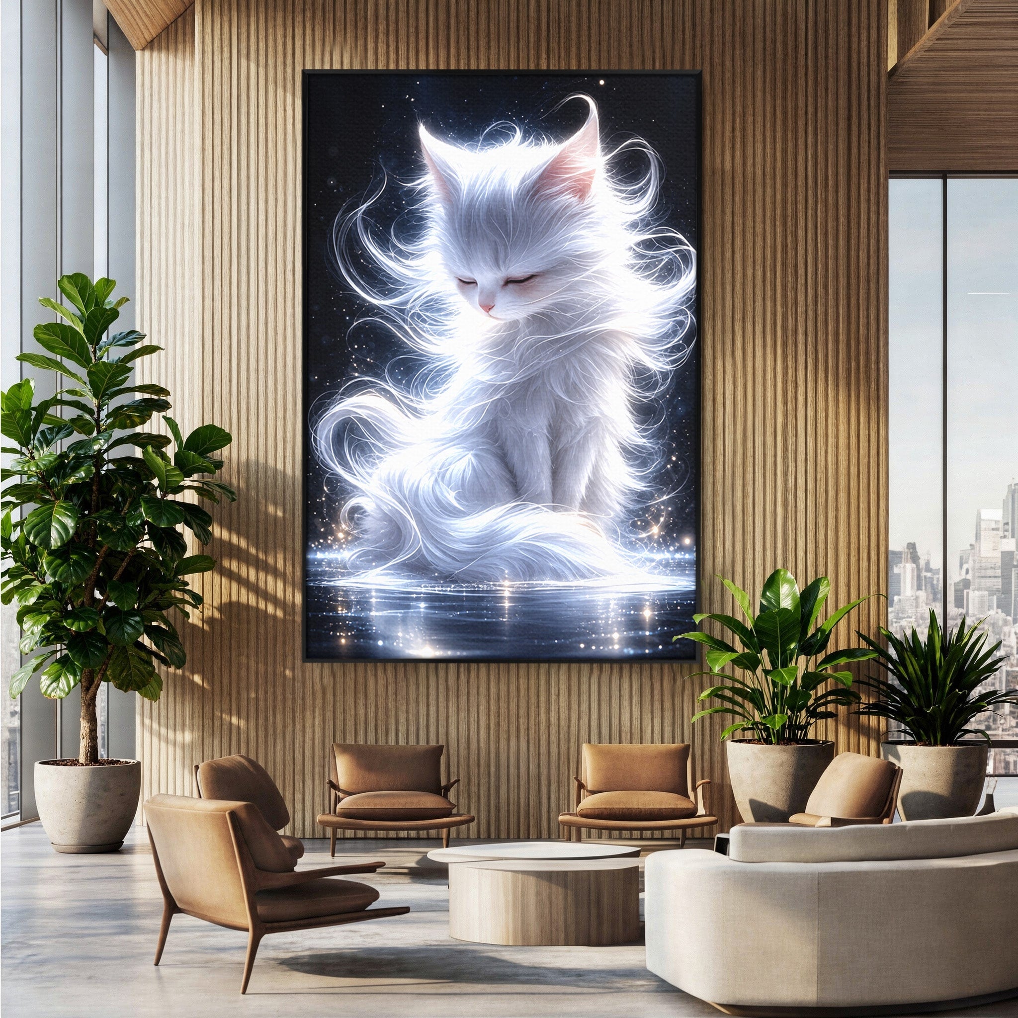 Tablou Canvas Premium LuxCanva® U1184, Pisica De Vis, Eleganta, Pisica, Vis, Living, Dormitor, Culori Vibrante