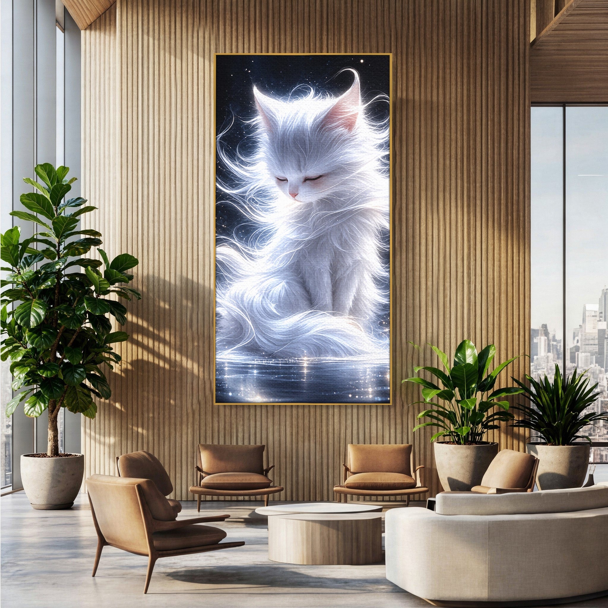 Tablou Canvas Premium LuxCanva® U1184, Pisica De Vis, Eleganta, Pisica, Vis, Living, Dormitor, Culori Vibrante