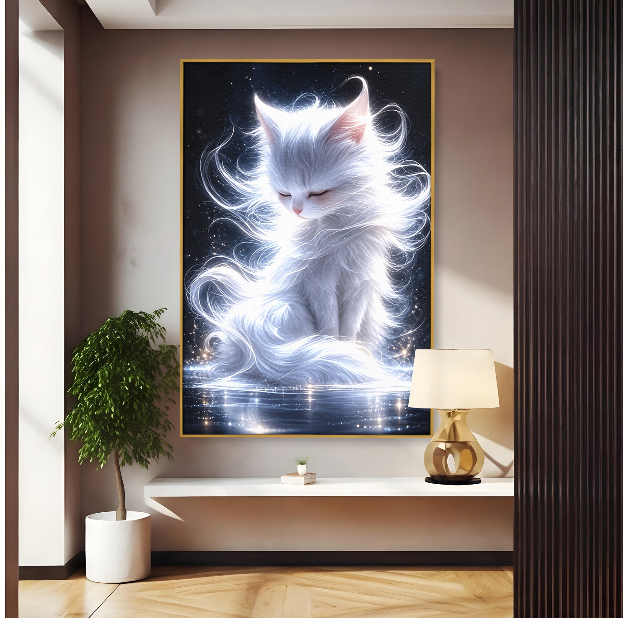 Tablou Canvas Premium LuxCanva® U1184, Pisica De Vis, Eleganta, Pisica, Vis, Living, Dormitor, Culori Vibrante