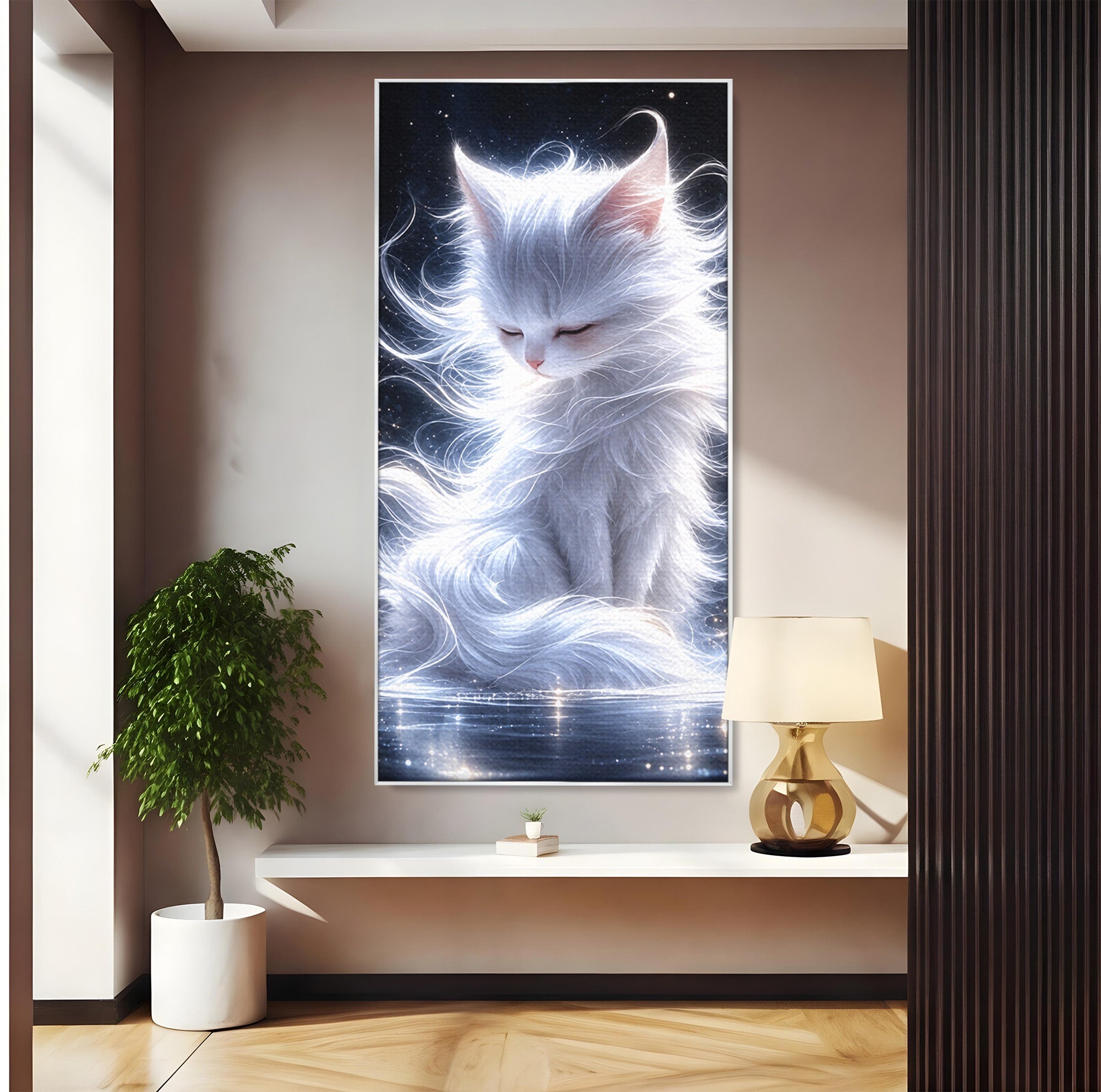 Tablou Canvas Premium LuxCanva® U1184, Pisica De Vis, Eleganta, Pisica, Vis, Living, Dormitor, Culori Vibrante
