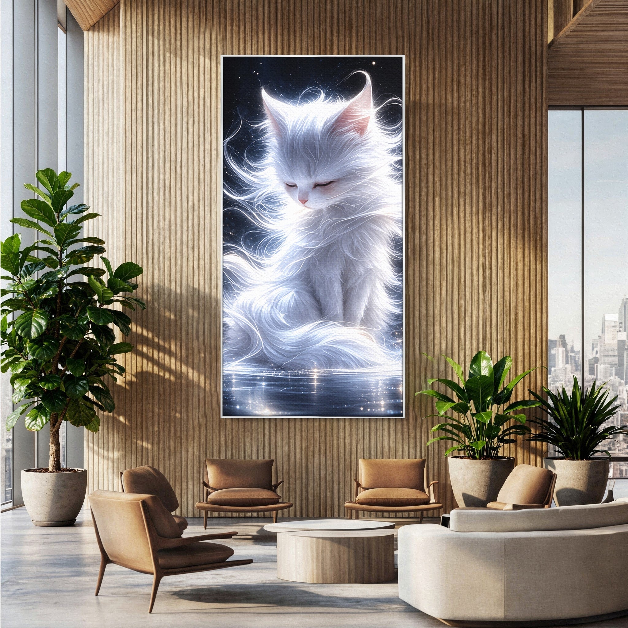 Tablou Canvas Premium LuxCanva® U1184, Pisica De Vis, Eleganta, Pisica, Vis, Living, Dormitor, Culori Vibrante
