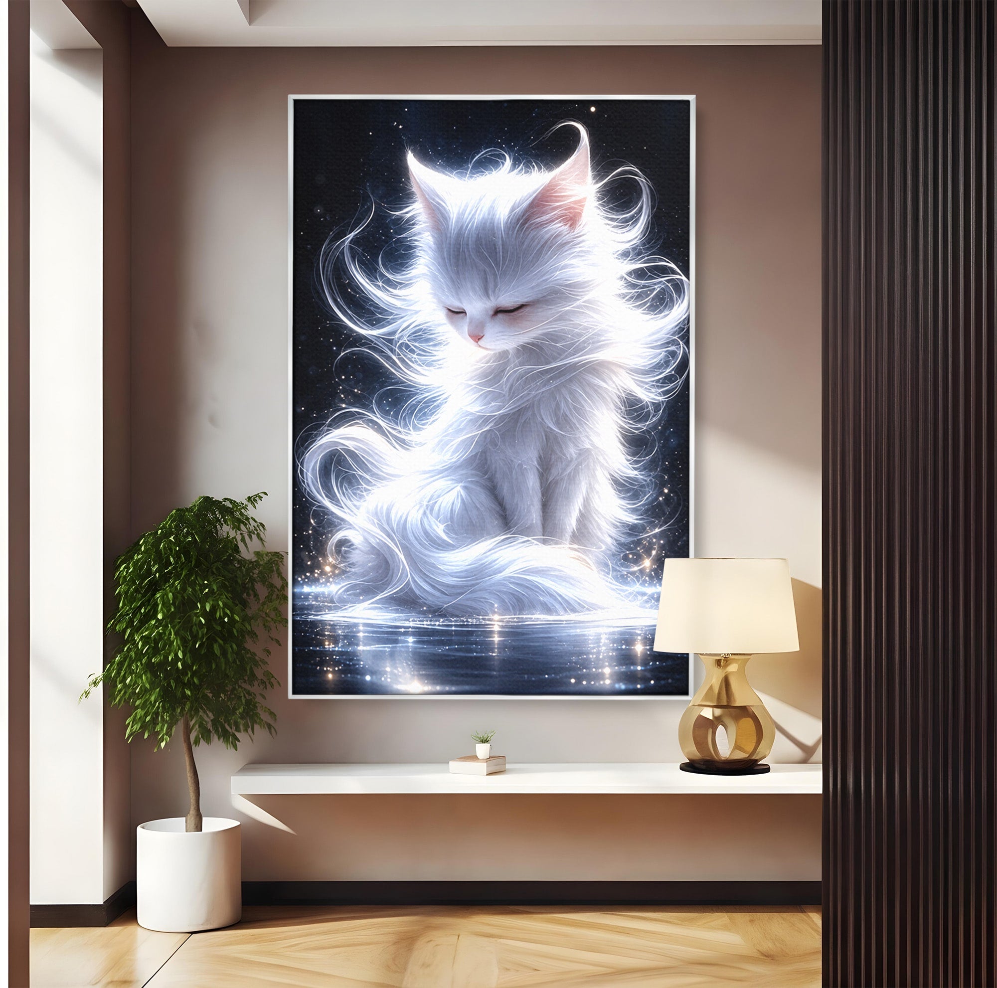 Tablou Canvas Premium LuxCanva® U1184, Pisica De Vis, Eleganta, Pisica, Vis, Living, Dormitor, Culori Vibrante
