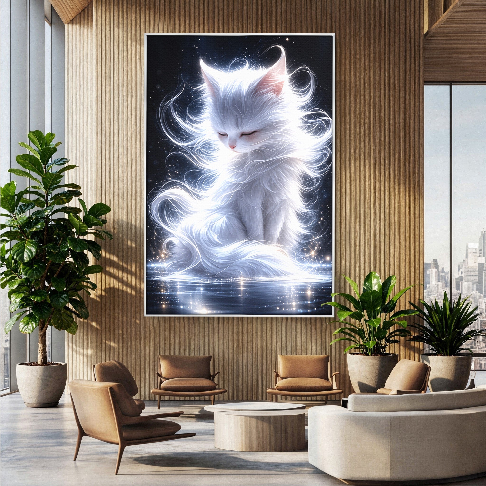 Tablou Canvas Premium LuxCanva® U1184, Pisica De Vis, Eleganta, Pisica, Vis, Living, Dormitor, Culori Vibrante